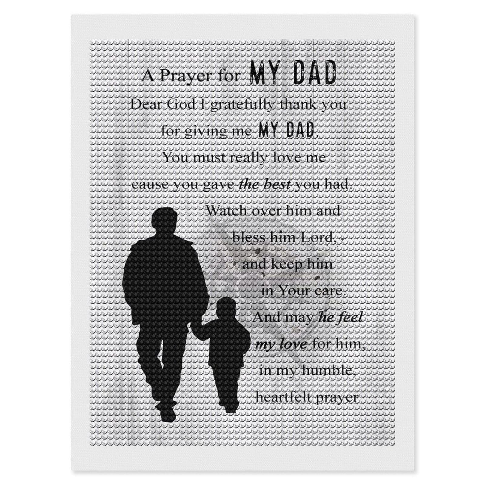 Junmoney A Prayer for My Dad Diamond Painting Canvas Kit 12"x16", Adhesive Canvas, Christmas Gift, Full Kit Included, Thoughtful Present