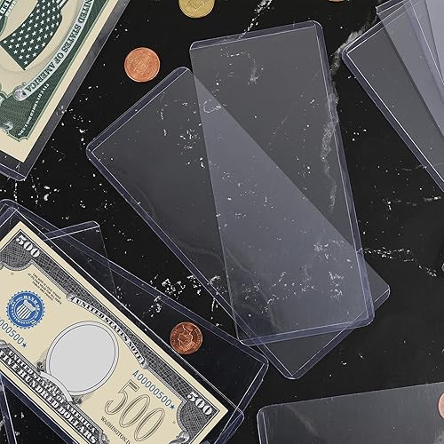 Miniatura 5 de Sepamoon 100 soportes de PVC para billetes de moneda, fundas transparentes para billetes, soporte para exhibición de divisas para suministros de
