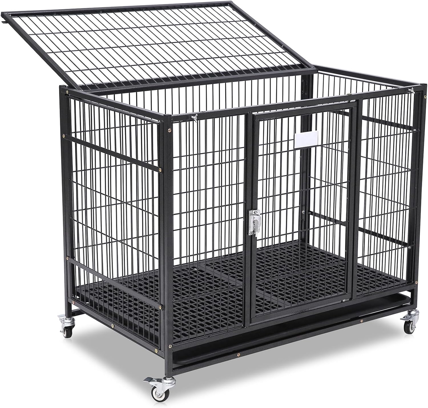 LOZEHUNK 37" Stackable Dog Crate, Heavy Duty Open Top Dog