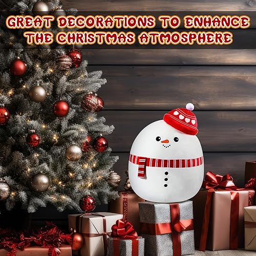 Miniatura 6 de Almohada de felpa de muñeco de nieve de Navidad de 14 pulgadas, almohada de peluche grande de Navidad para el hogar, dormitorio, oficina, sofá,