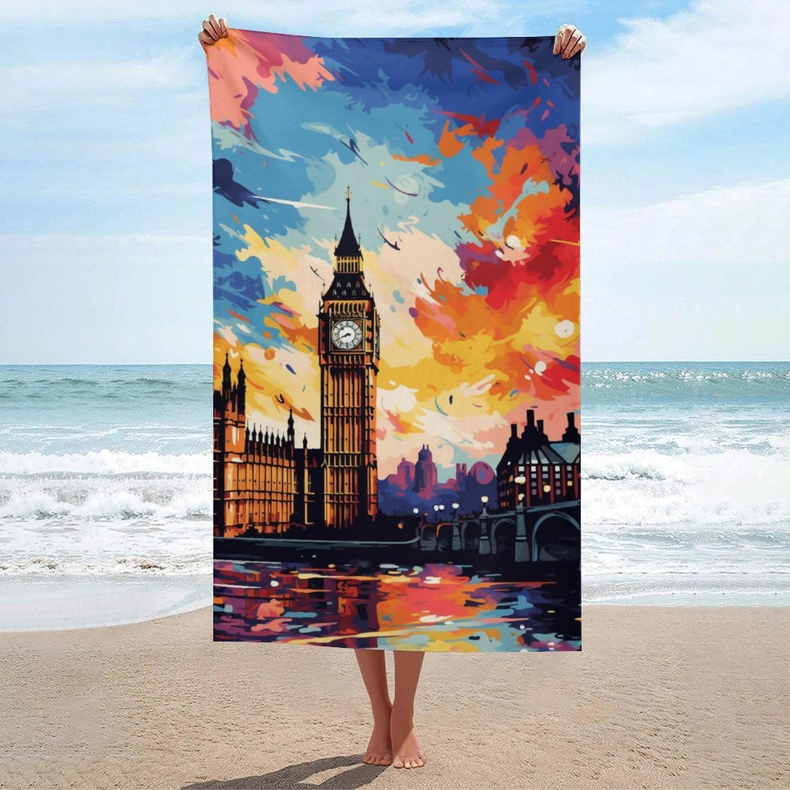 Serviette de plage ultra-compacte 130 x 80 cm idéale pour la salle de sport