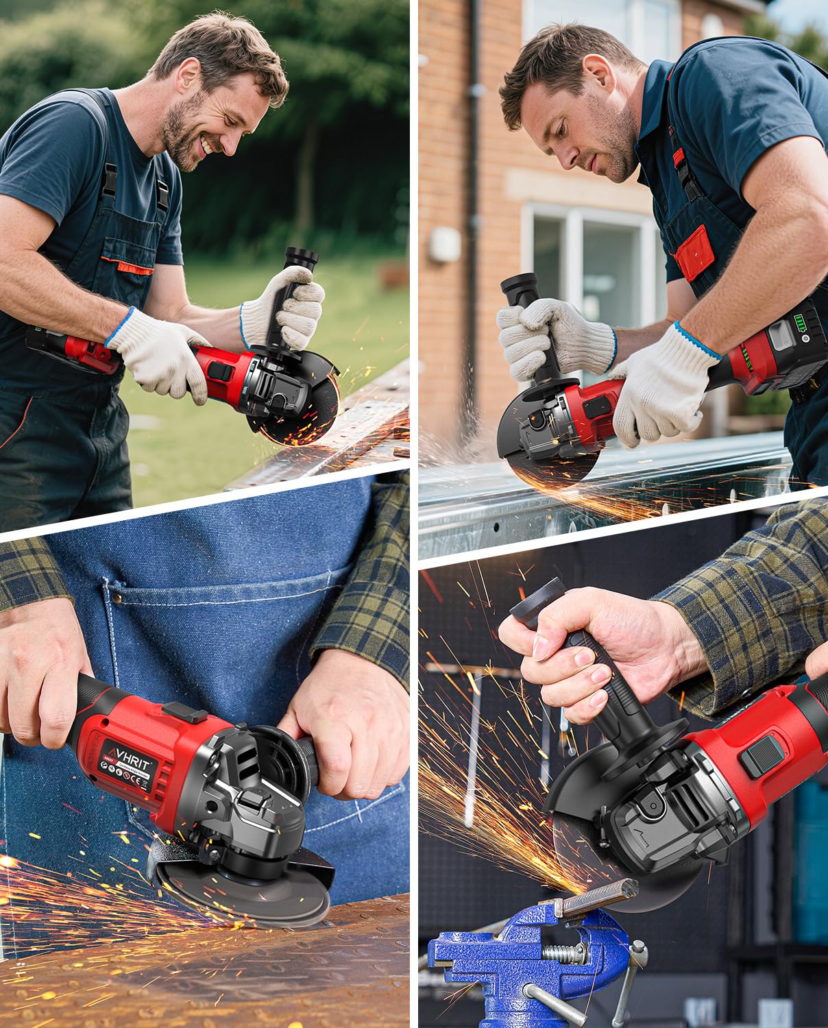 Meuleuse d'angle sans fil 21 V, 10 000RPM Disqueuse Sans Fil, 2x Batteries 4.0Ah, moteur sans balais, 3 vitesses, protection à serrage rapide, pour une coupe et un meulage précis