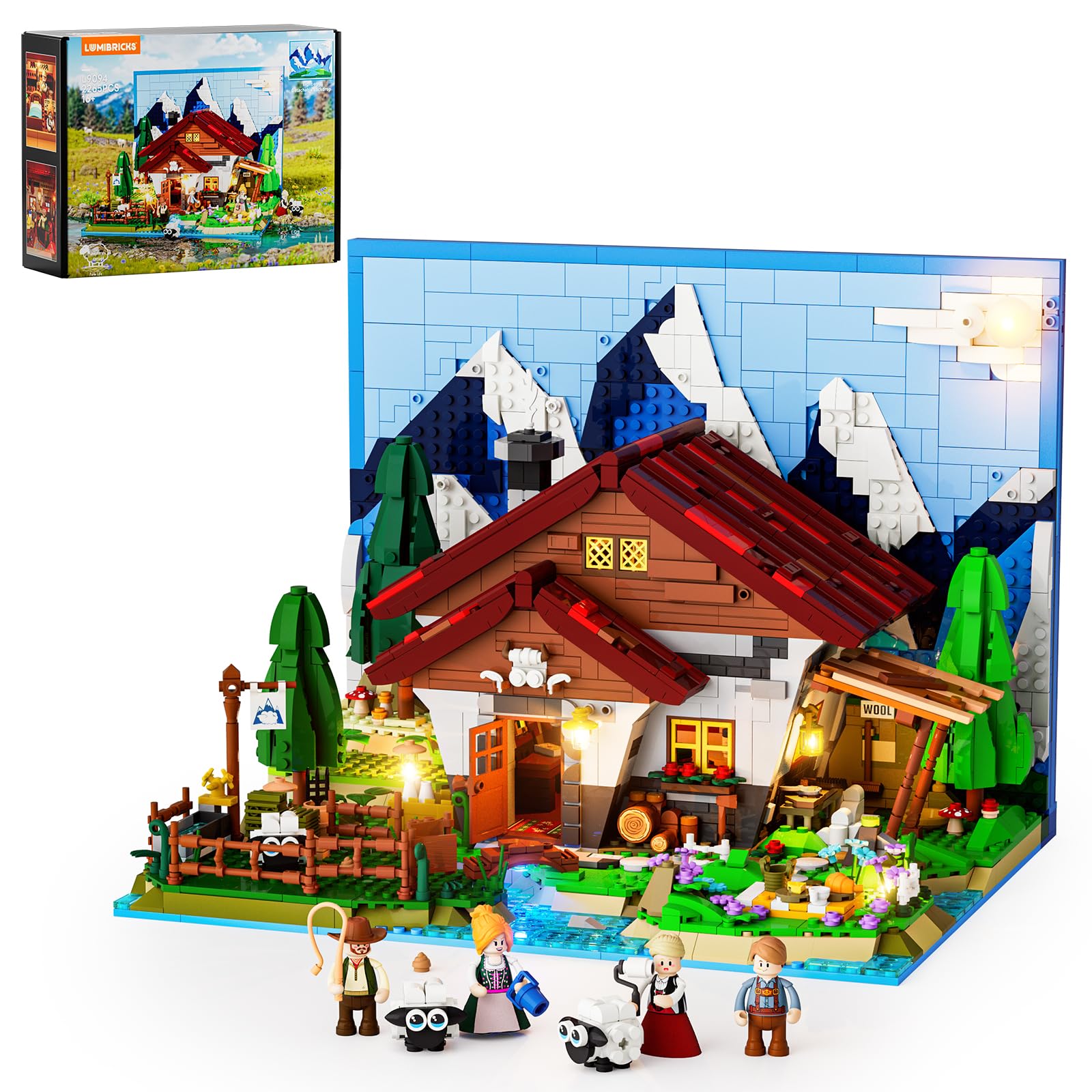 Lumibricks Farm Shepherd's-Cottage Lighting Building-Bricks-Set - Farm Life Shee...