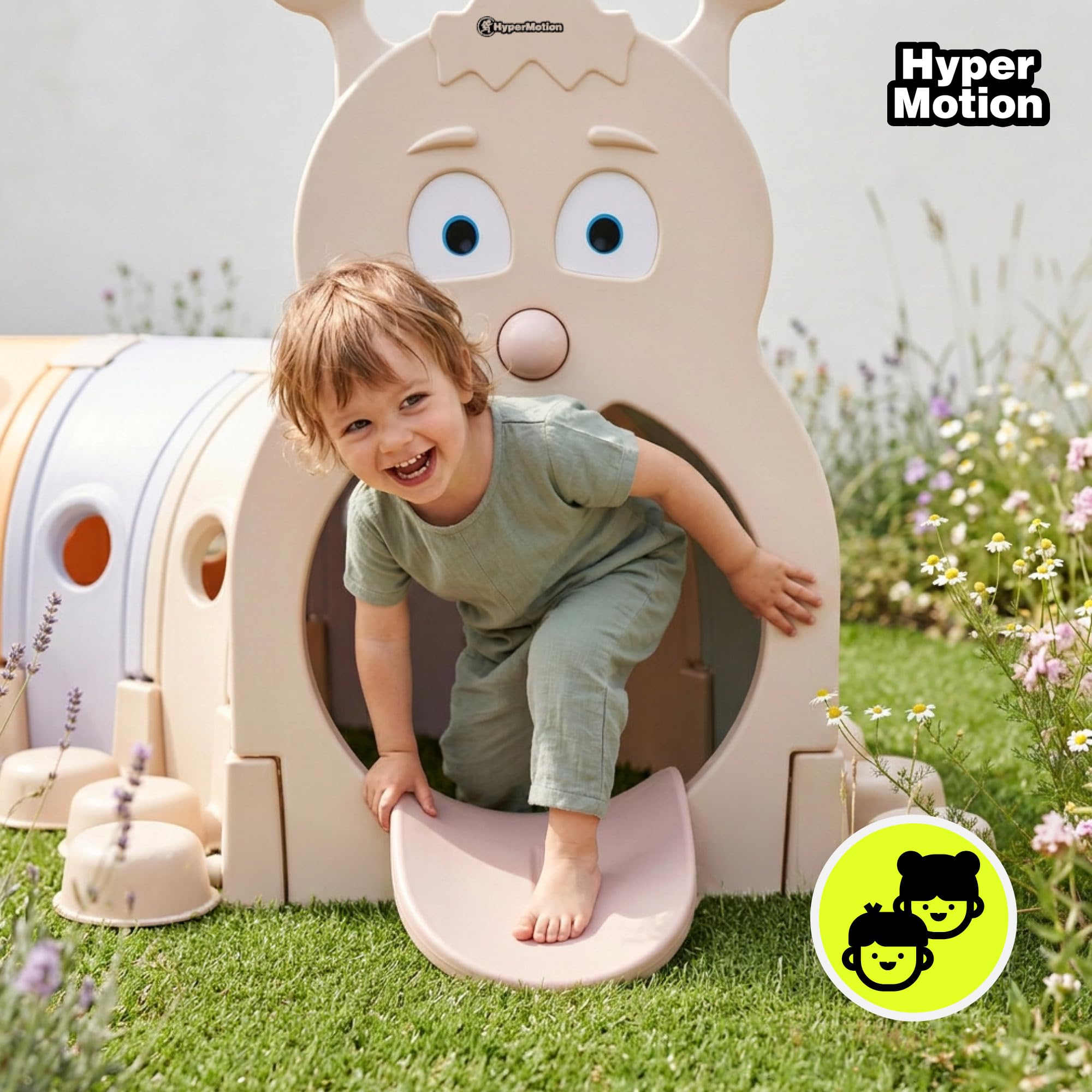 HyperMotion Tunel dla Dzieci Gąsienica HDPE Dom Ogród 190 cm | Pastelowy tunel z trwałego HDPE rozwija sprawność, koordynację i wyobraźnię podczas zabawy w domu oraz ogrodzie.