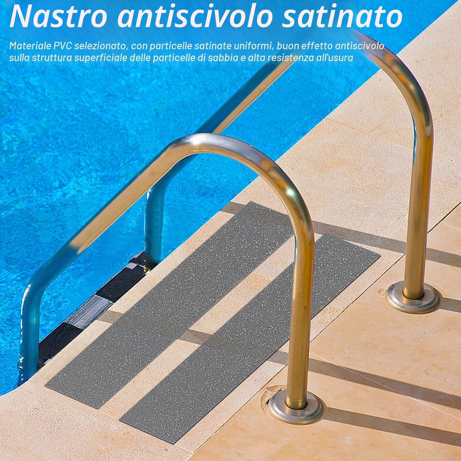 Nastro antiscivolo autoadesivo, 30 x 500 cm, antiscivolo, per gradini antiscivolo per interni ed esterni (grigio)