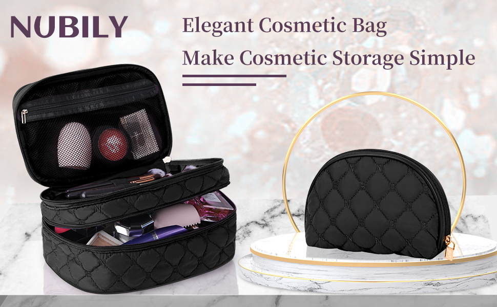 Mini Pochette Donna Trucchi Trousse da Borsetta Ragazza Beauty Case Viaggio Rossetti Organizer Velluto Coste Amica Compleanno (Beige