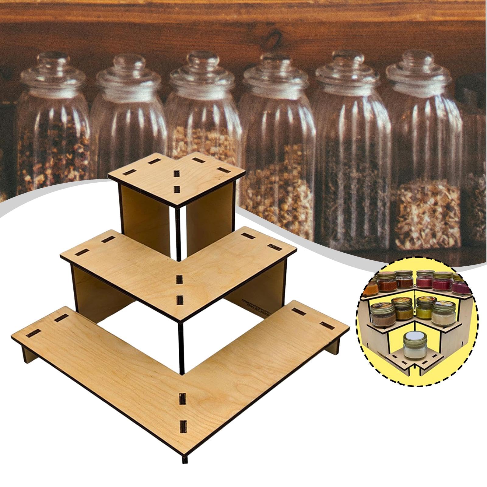 Expositor de Mesa de 3 Niveles para Comercio Minorista, Estante de Esquina para de Vendedores, con Estantes para Postres.