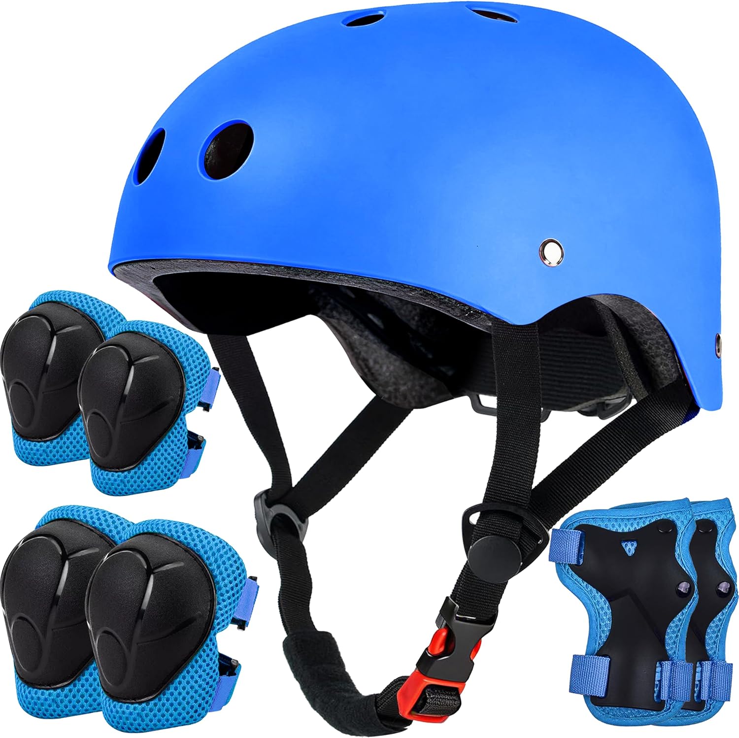 Kids Bike Helmet Set,CPSC Certified with Knee Elbow Wrist Pads Guards,Toddler Adjustable Black Helmet