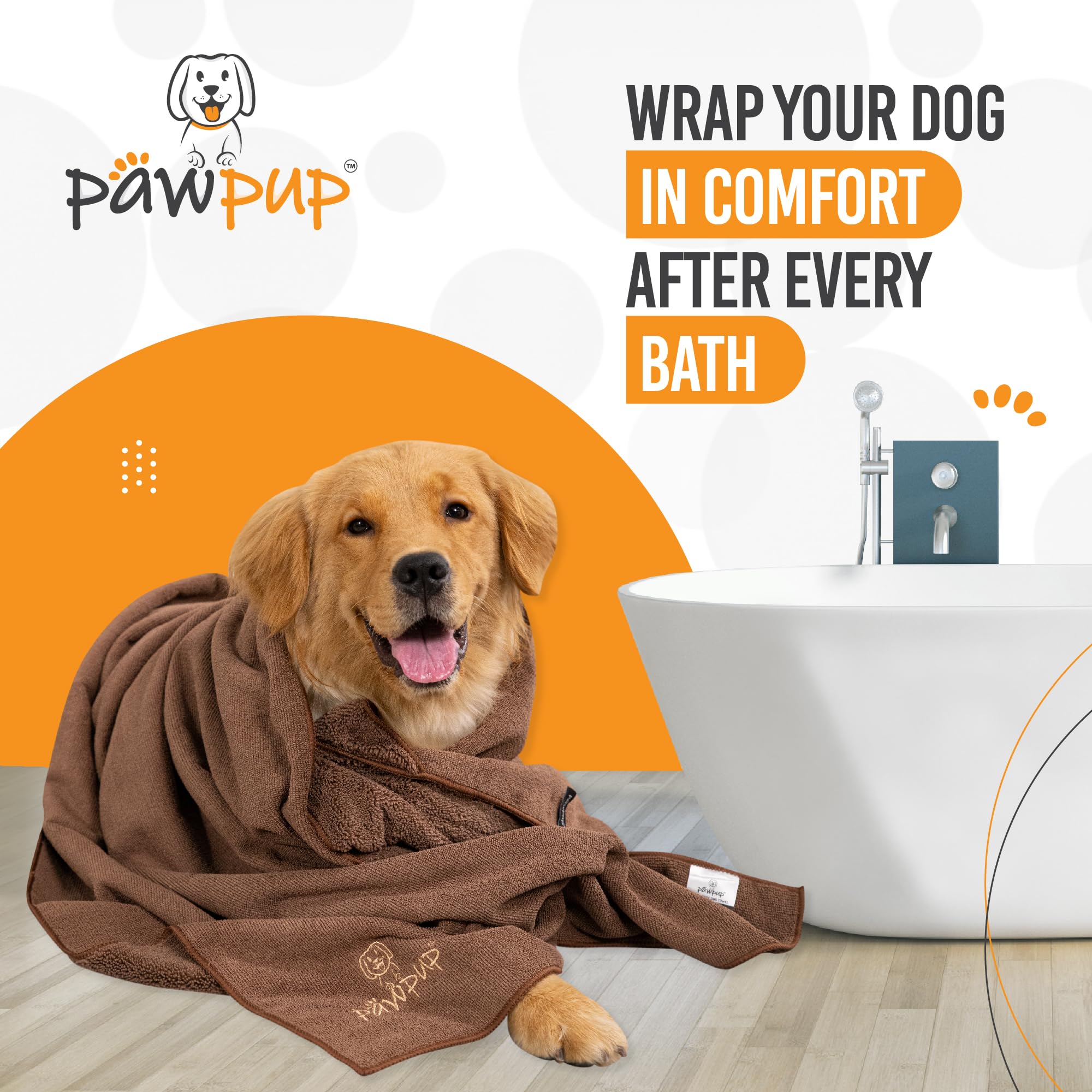 PAWPUP Toalla de microfibra súper absorbente de secado rápido para perros, gatos y otras mascotas (55 x 28 pulgadas, marrón)