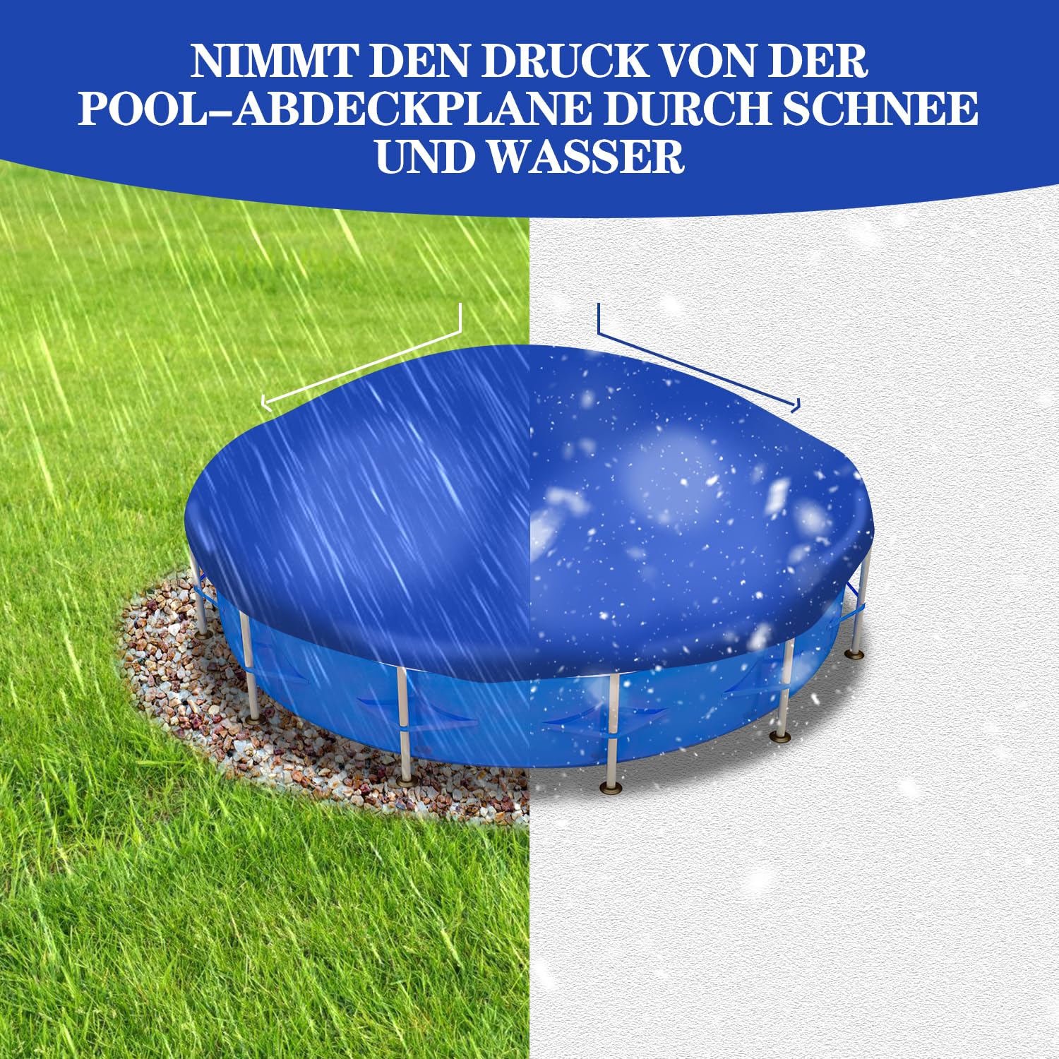Cojín de piscina de invierno para piscina, cojín de aire de 120 x 120 cm, cojín de invierno con válvula de seguridad, con cuerda de 8 m para la mayoría de tipos, cojines de piscina, cojín