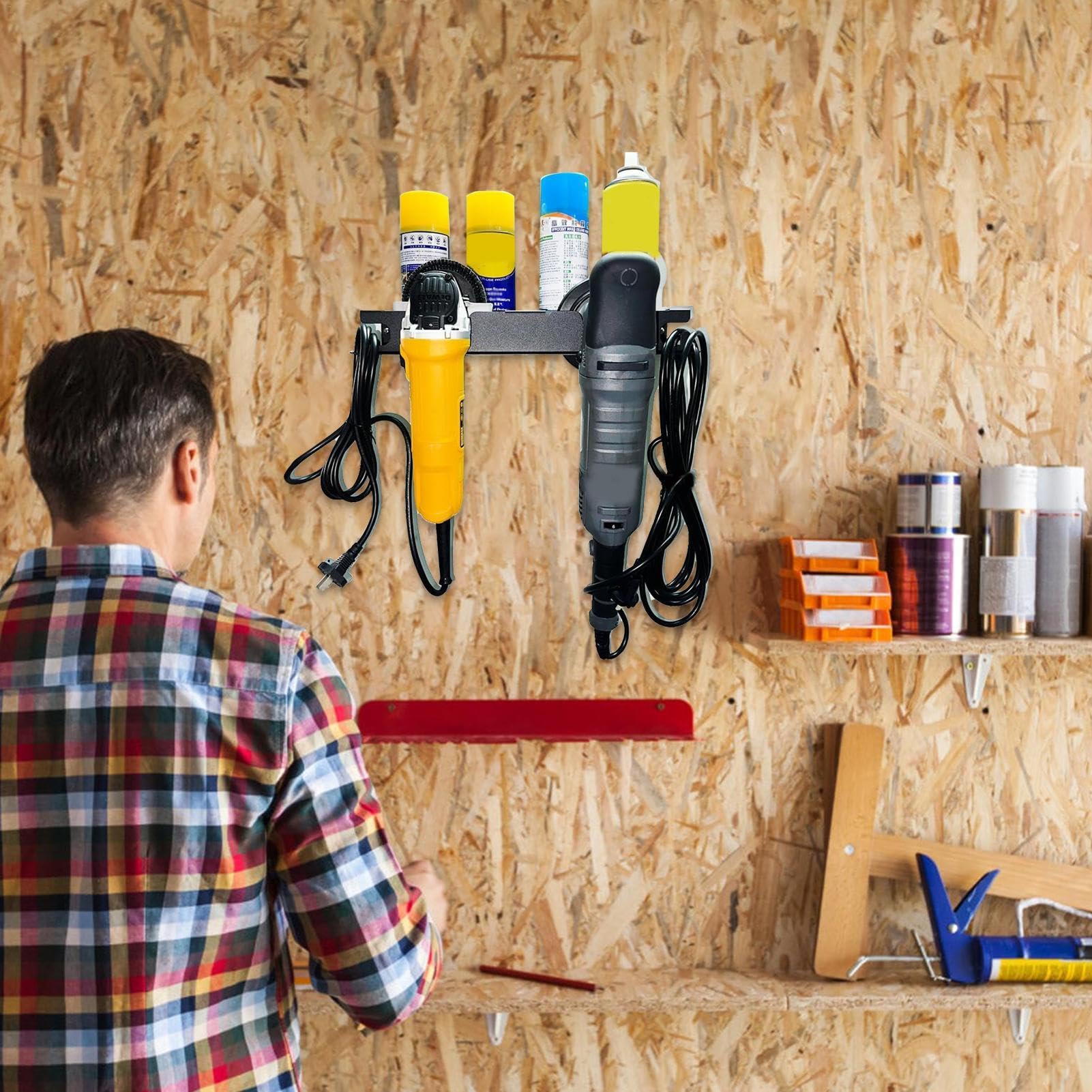 Spray Can Holder Rack - Power Tool Organizer,Car Wash Supplies, Auto Detailing Rack For Paint Bottle Home Storage Tool