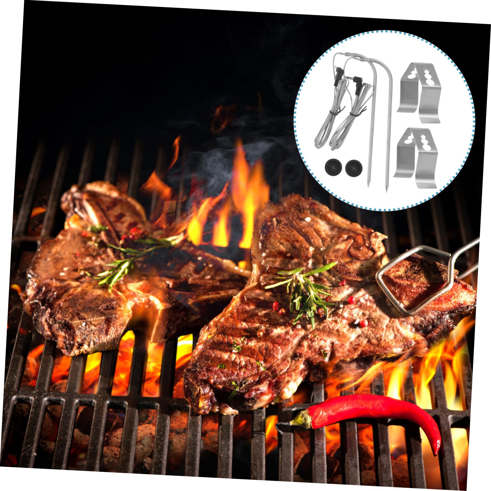Toyvian 3 Sätze Temperatursonde Grillthermometer für die Küche Fleischthermometer digital Küchenthermometer Thermometer zum Grillen Rindfleisch-Thermometer Rostfreier Silber