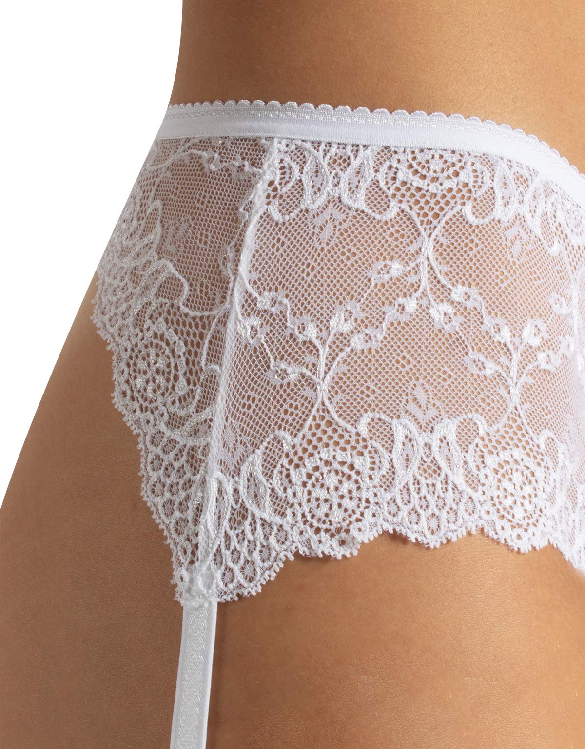 CALZITALY Porte-Jarretelles en Dentelle avec Sangles Réglables | Noir, Blanc, Ivoire, Naturel | Taille Unique | Fabriqué en Italie (Taille Unique, Blanc)