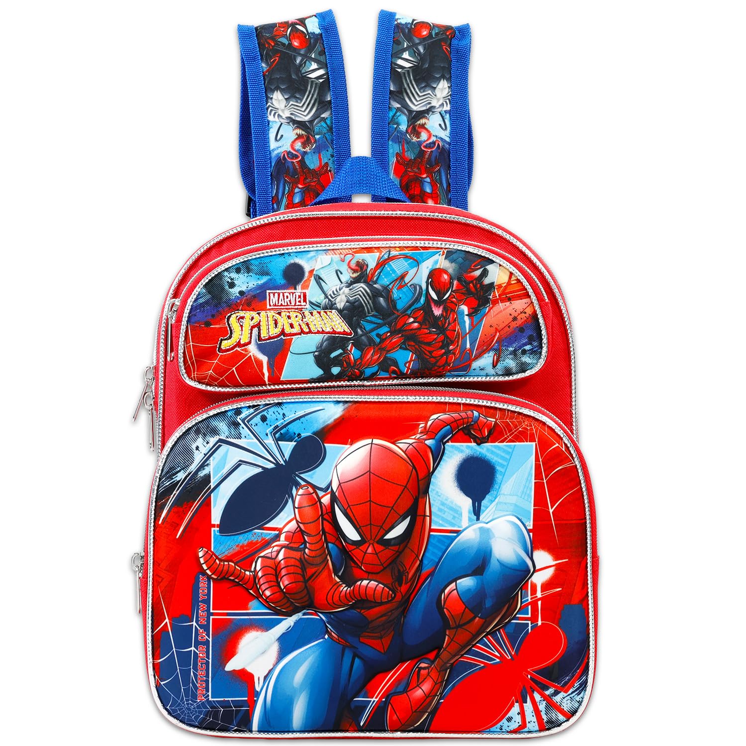 Marvel Spiderman, mini zaino per bambini – Bundle con supereroe 30,5 cm, borsa da scuola con bottiglia d'acqua, adesivi, molto altro | Borsa da viaggio per ragazzi Spiderman e Venom