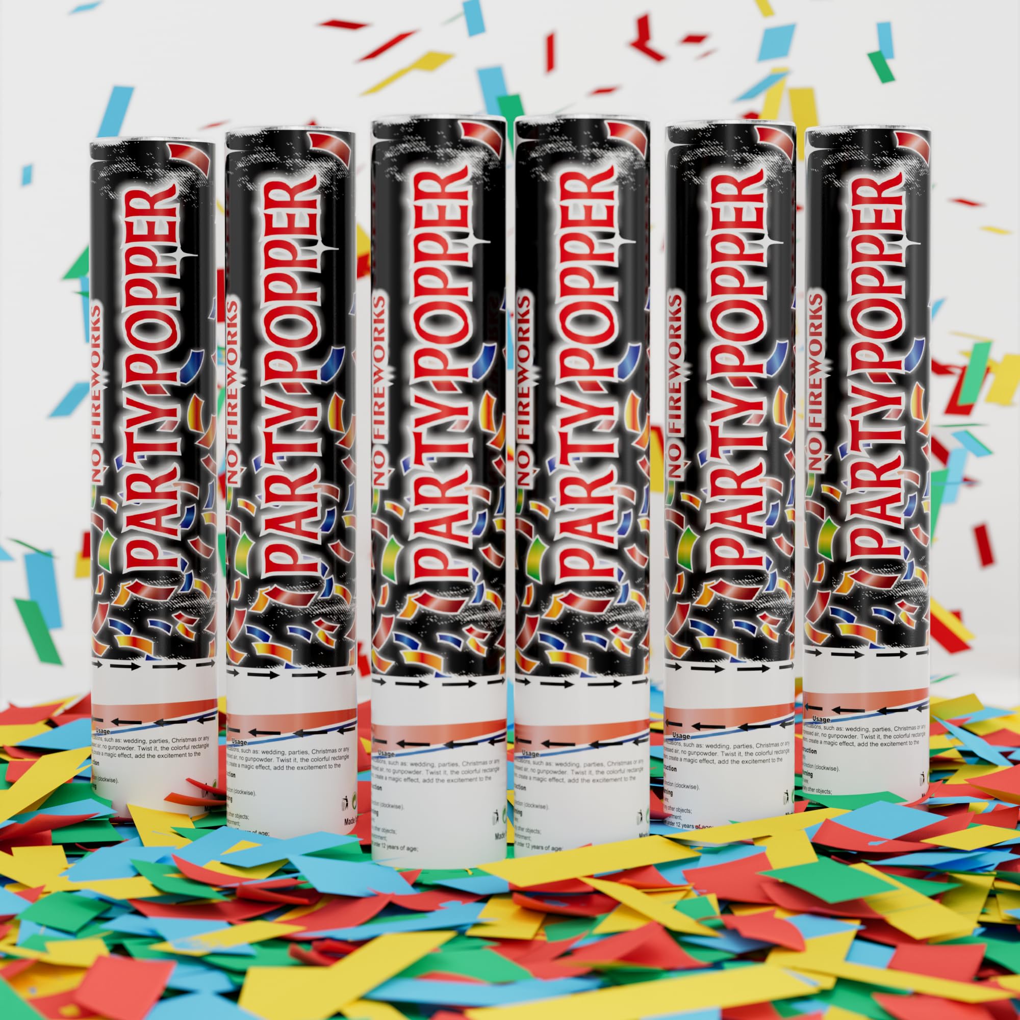 6 Pack Biologisch Abbaubare Konfetti Kanone Poppers Konfetti Shooter Party Popper für Feier Geburtstag Abschlussfeier Silvester Party