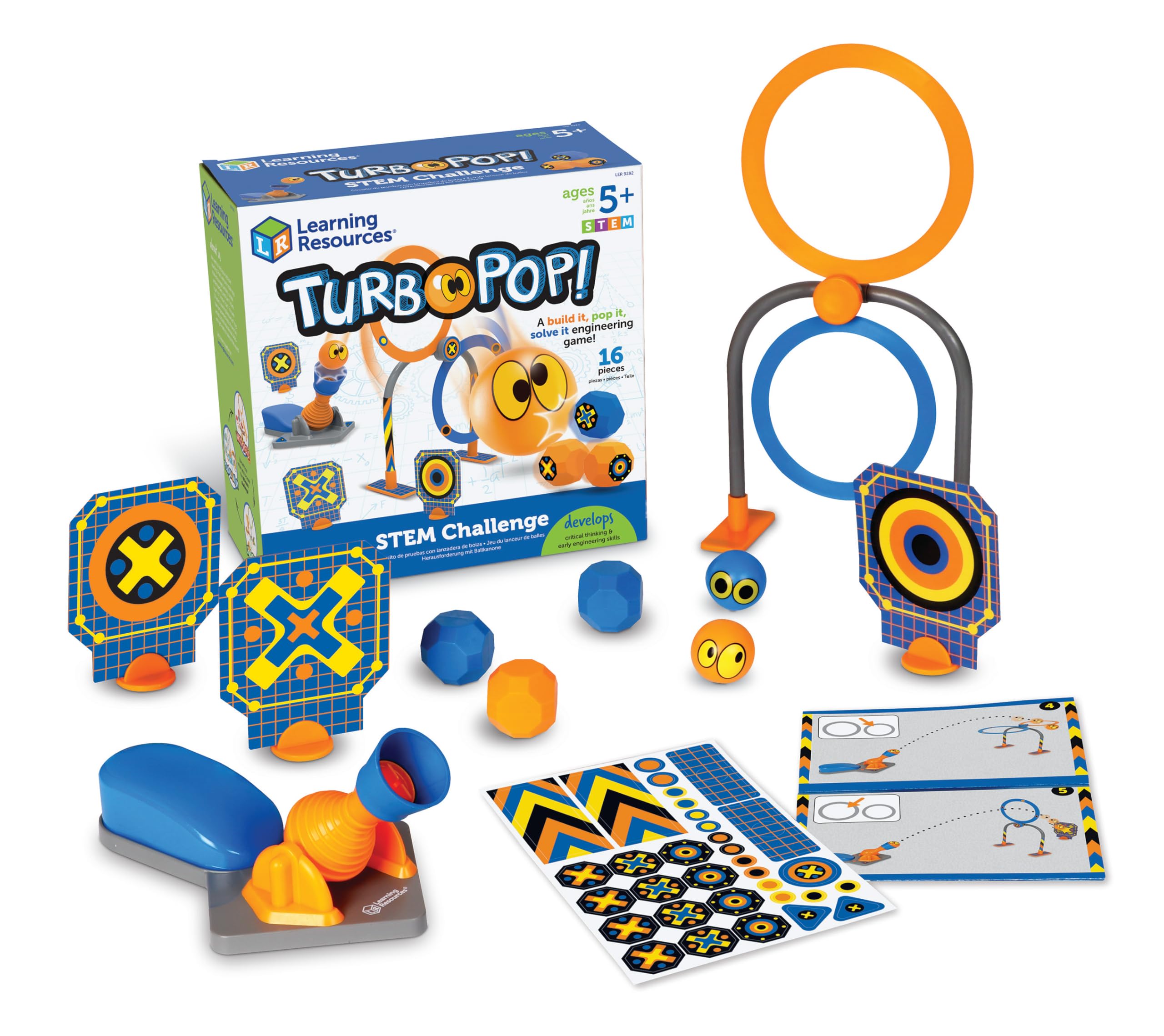 Learning Resources Turbopop! Stem Challenge Toy, Physics & Engineering Game, Critical Thinking Game, 16 Pieces, Ages 5+