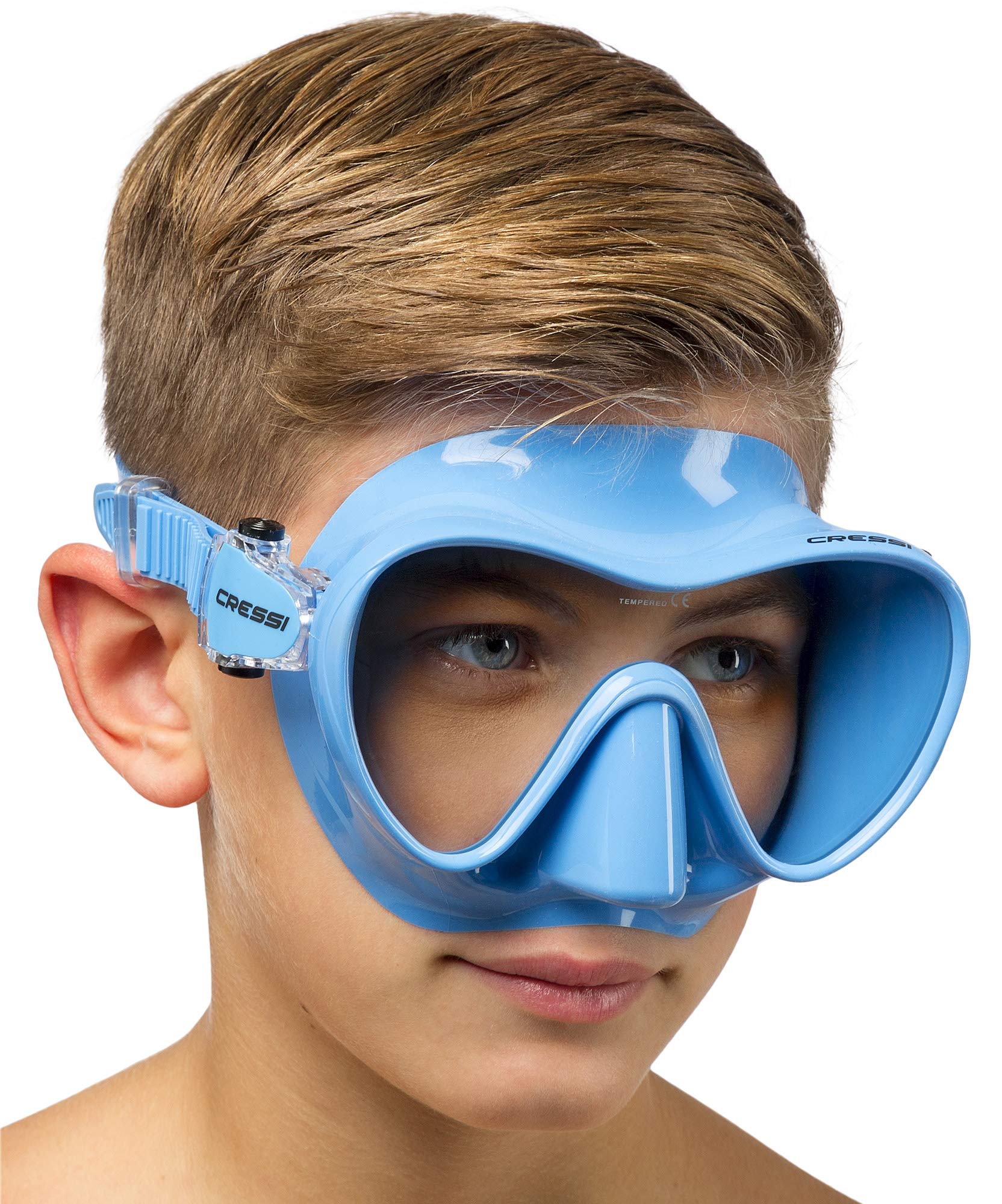 CRESSI F1 Small Mask Turquoise - Máscara de Silicona Suave sin Montura para Buceo y Esnórquel, Turquesa, Talla Única, Unisex Juvenil