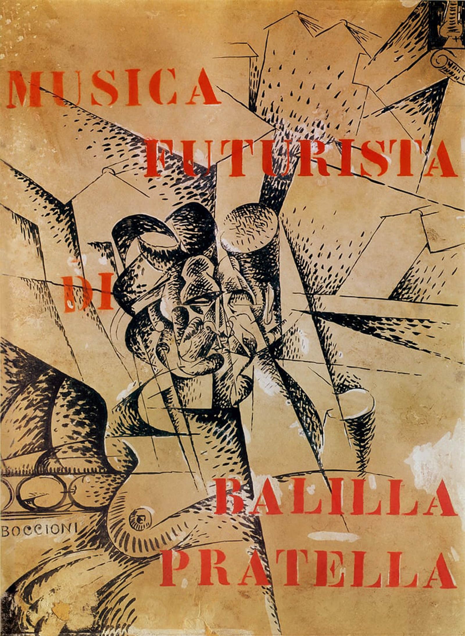 SERENDIPITP Vintage Picture Print on Canvas Wall Art Poster Design for the Cover of musica Futurista by Umberto Boccioni Artwork Print Poster for Wall Decor 60x90cm