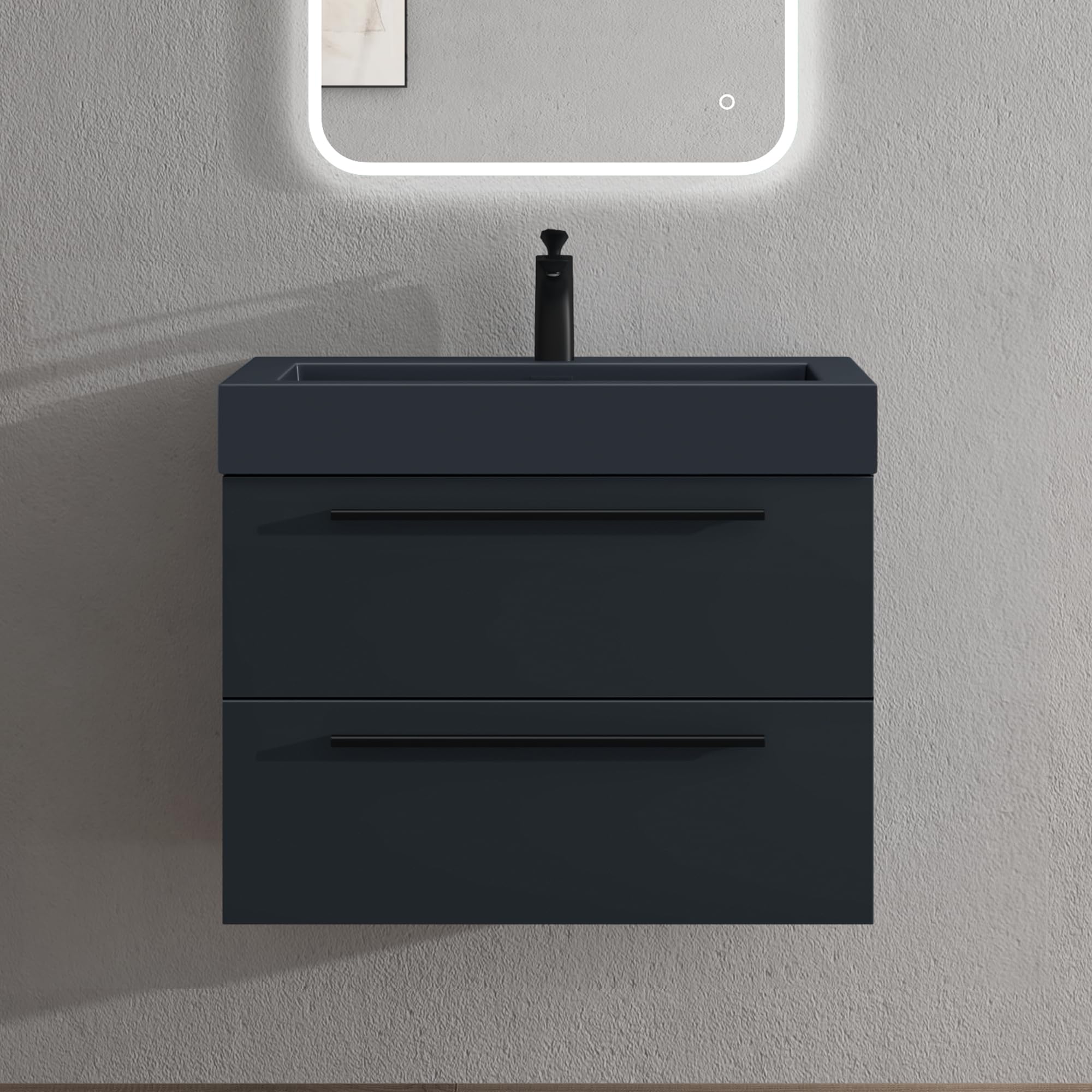 doporro Meuble de Salle de Bain Suspendu 73cm Ensemble de 2 Pièces