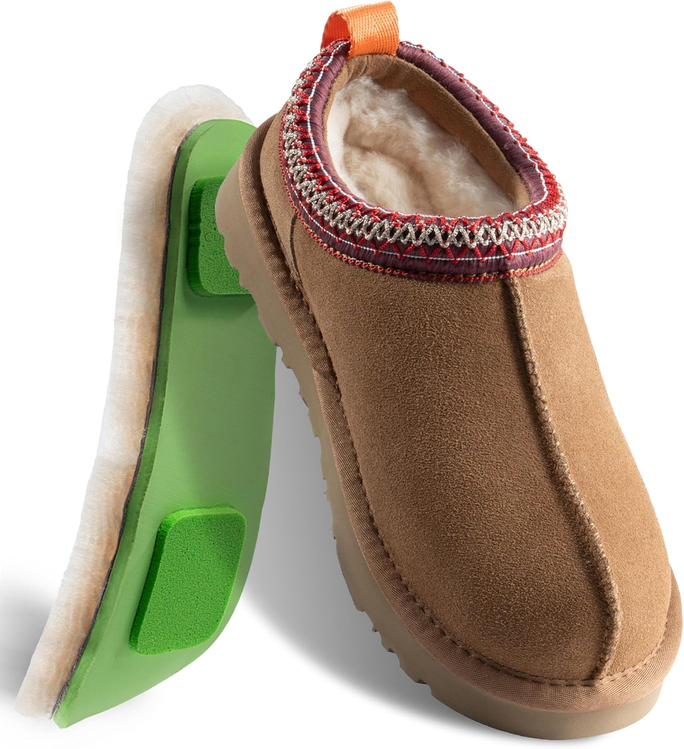 MelSyd Womens Slippers Sheepskin Indoor-Outdoor: 100% Australian Merino Wool Lined with Memory Foam Cozy House Shoes - Slip on Waterproof Winter Suede Clogs - Christmas/Holiday Gift