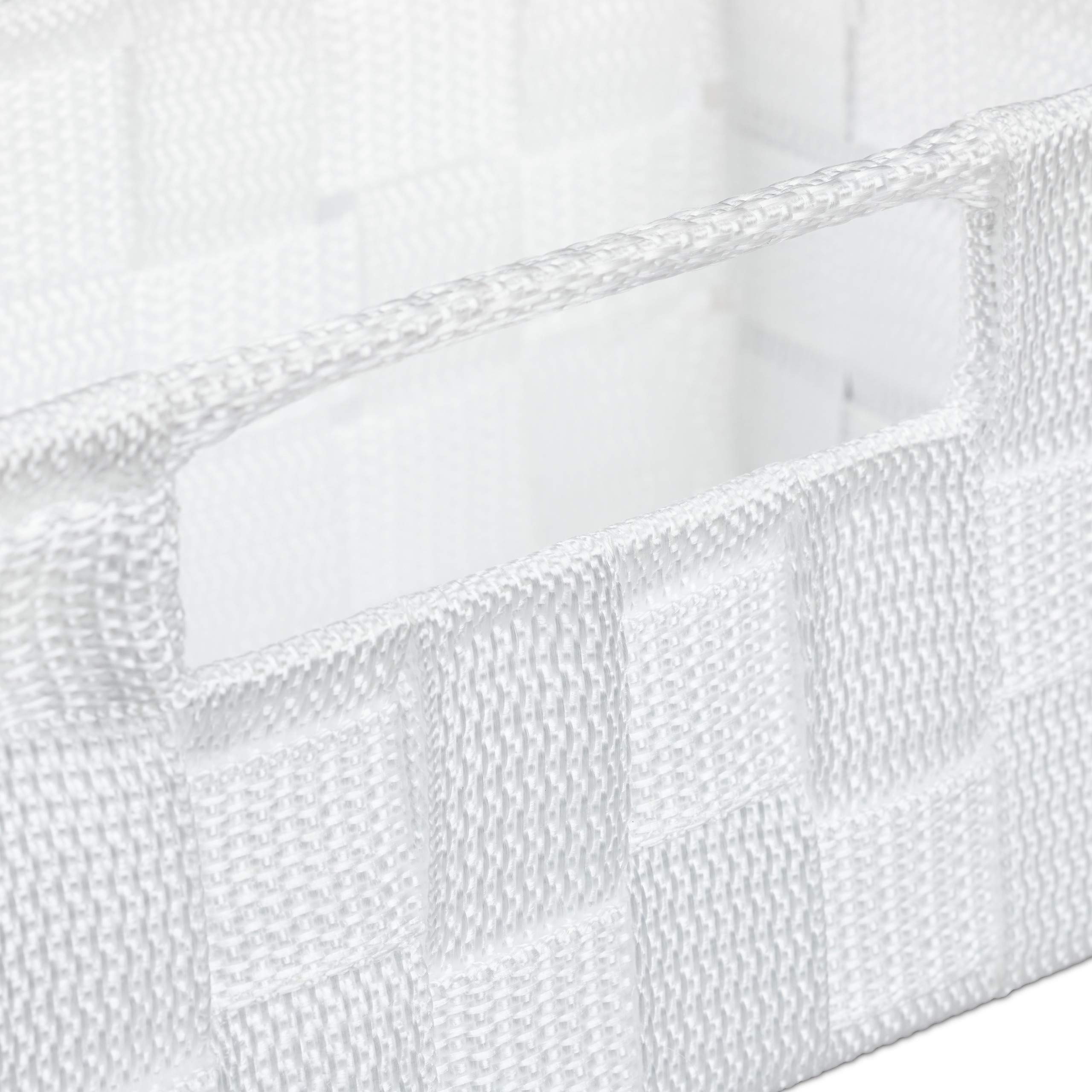 Relaxdays Cestino Portaoggetti con Scomparti, per i Cosmetici da Bagno, con Impugnature HxLxP: 10 x 32 x 21 cm, Bianco