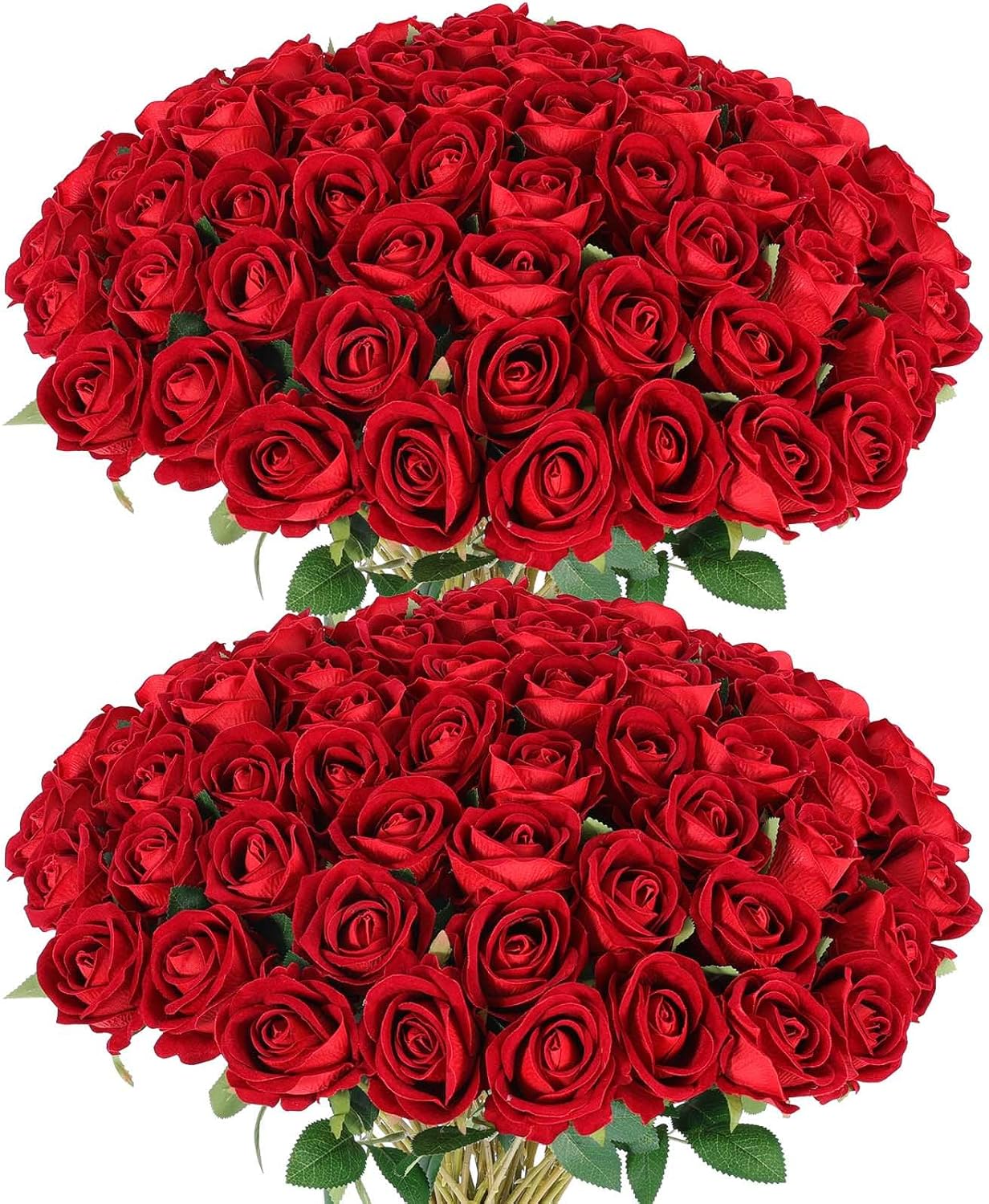 60 Pcs Artificial Roses Bulk Velvet Silk Red Rose Burgundy Roses for Wedding Centerpieces Bridal Bouquet Mohter's Day Valentine's Day Christmas Home Decor (60, Burgundy) Burgundy 60