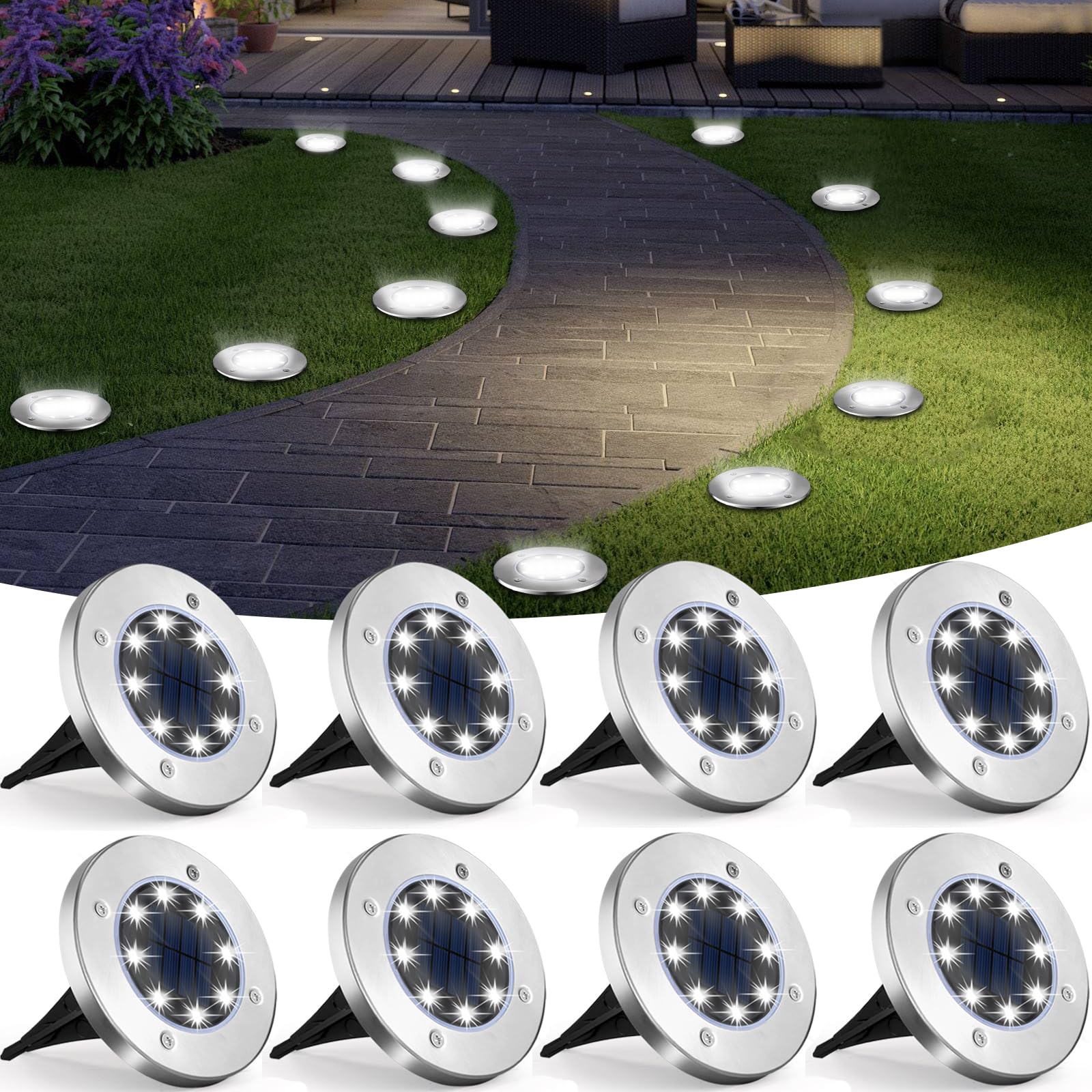 UFOND Solar Garden Lights, 8 Pack