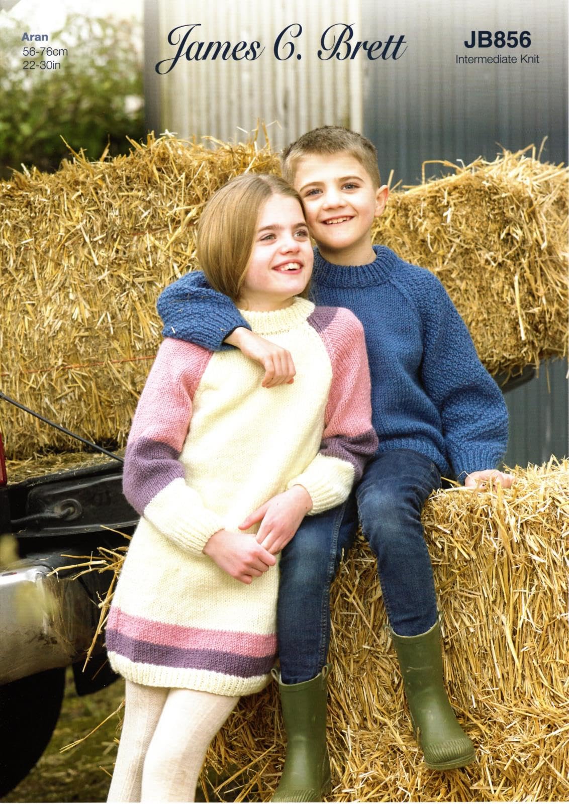 James C. Brett Jb856 Knitting Pattern Childrens Dress And Sweater In Croftland Aran
