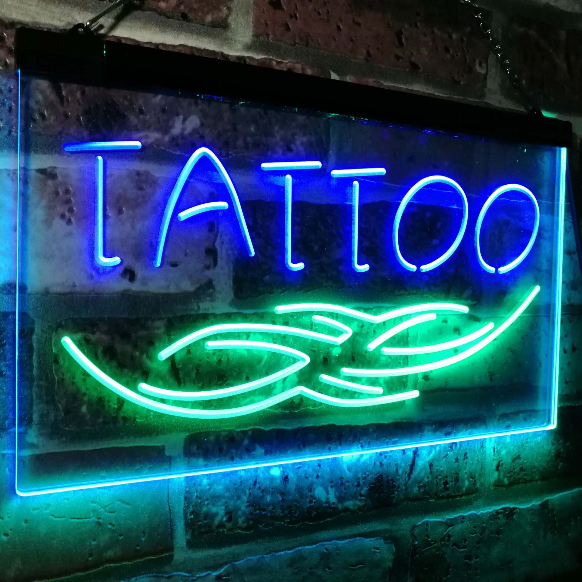 ADVPRO Tattoo Art Studio Ink Display Dual Color LED Enseigne Lumineuse Neon Sign Vert et Bleu 600 x 400mm st6s64-i2550-gb