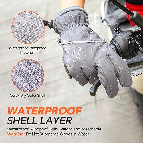 Miniatura 3 de Guantes de invierno impermeables y resistentes al viento para hombres y mujeres, térmicos cálidos para clima frío, agarre de nieve para pantalla