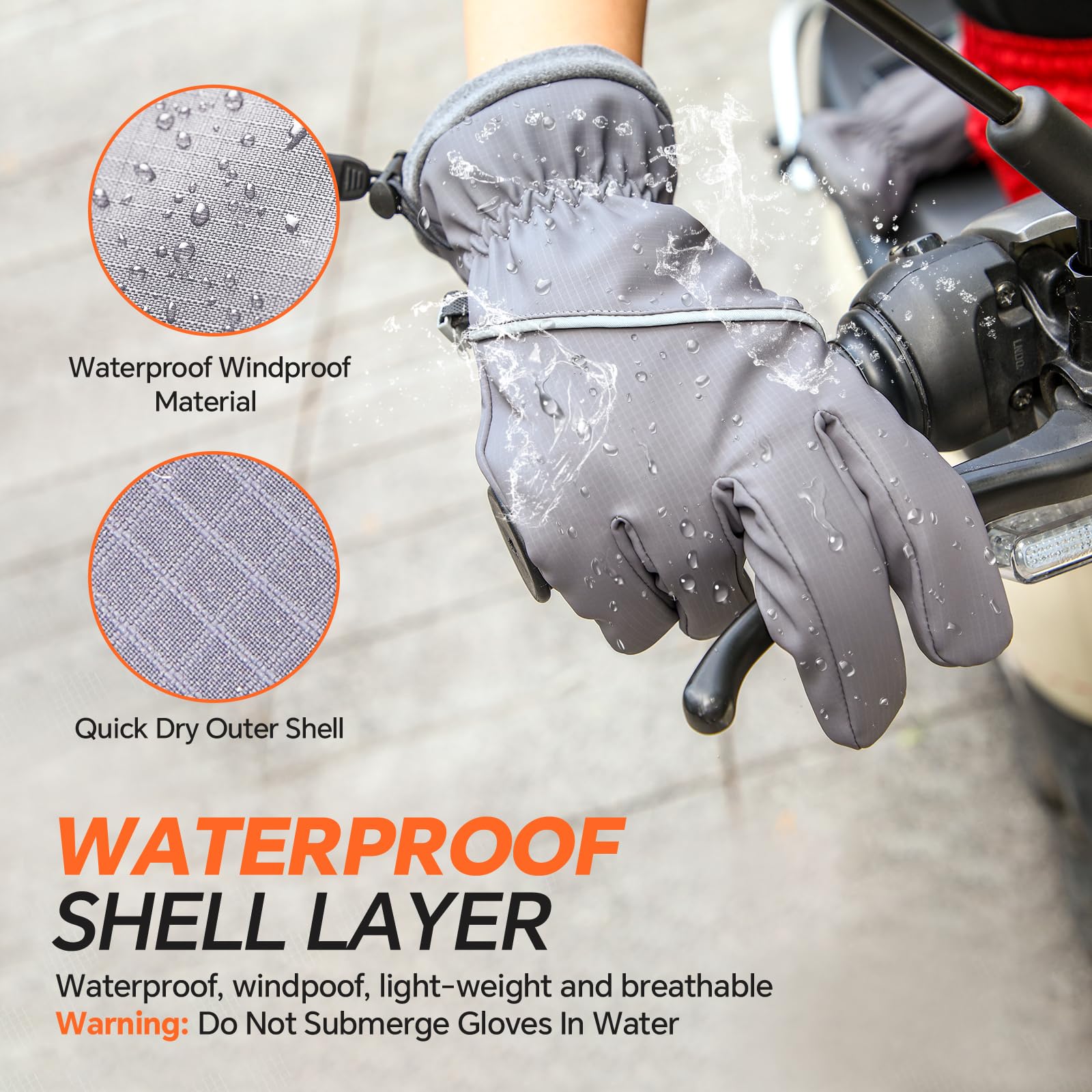 Guantes de invierno impermeables y resistentes al viento para hombres y mujeres, térmicos cálidos para clima frío, agarre de nieve para pantalla táctil, esquí, ciclismo, correr, conducir