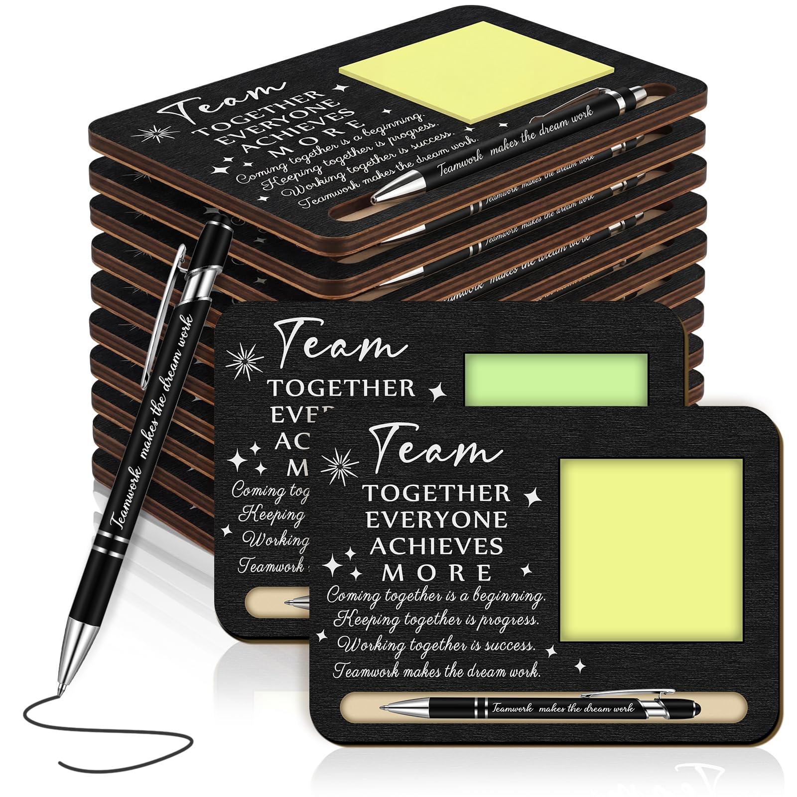 Kosiz 10 Set Wooden Sticky Note Holder Kit, Team, Black