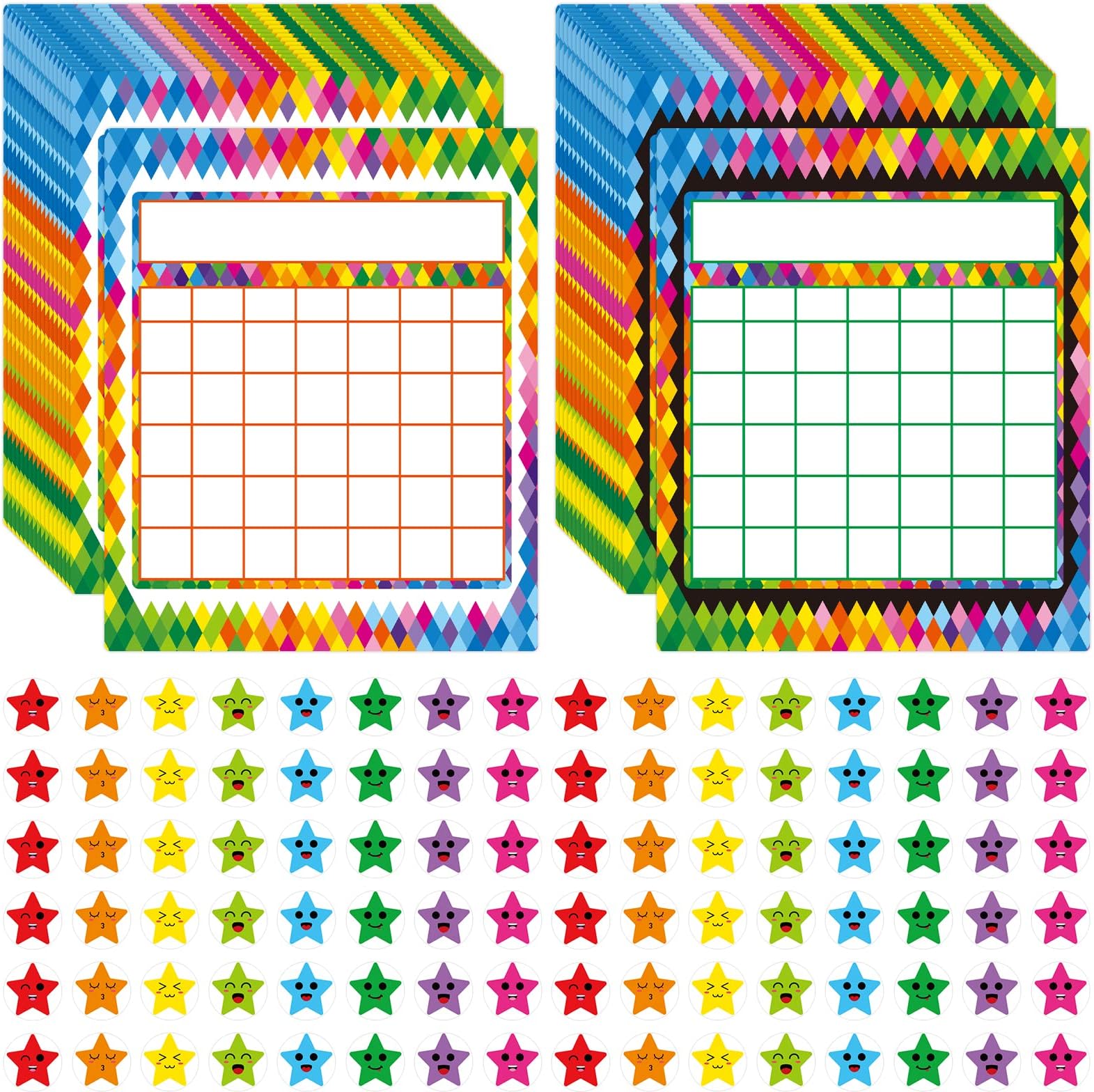 MOUNMDA 66 Pack Classroom Incentive Chart with 2080 Star Stickers for Kids - Reward Chart for Positive Behavior Chores