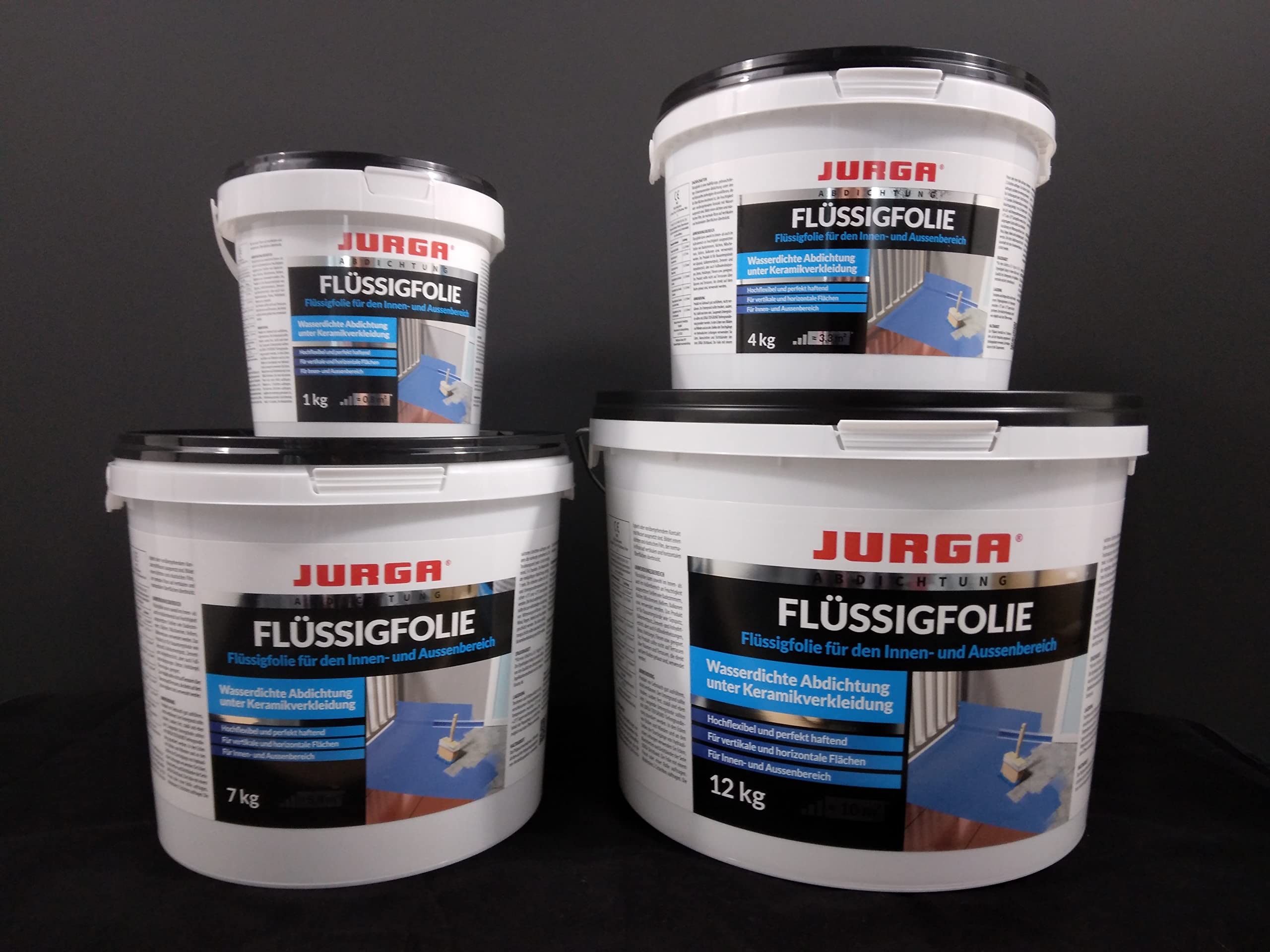 JURGA Pellicola liquida da 12 kg (circa 10 m²), per bagno e doccia, per esterni e interni, impermeabilizzazione del bagno, senza solventi