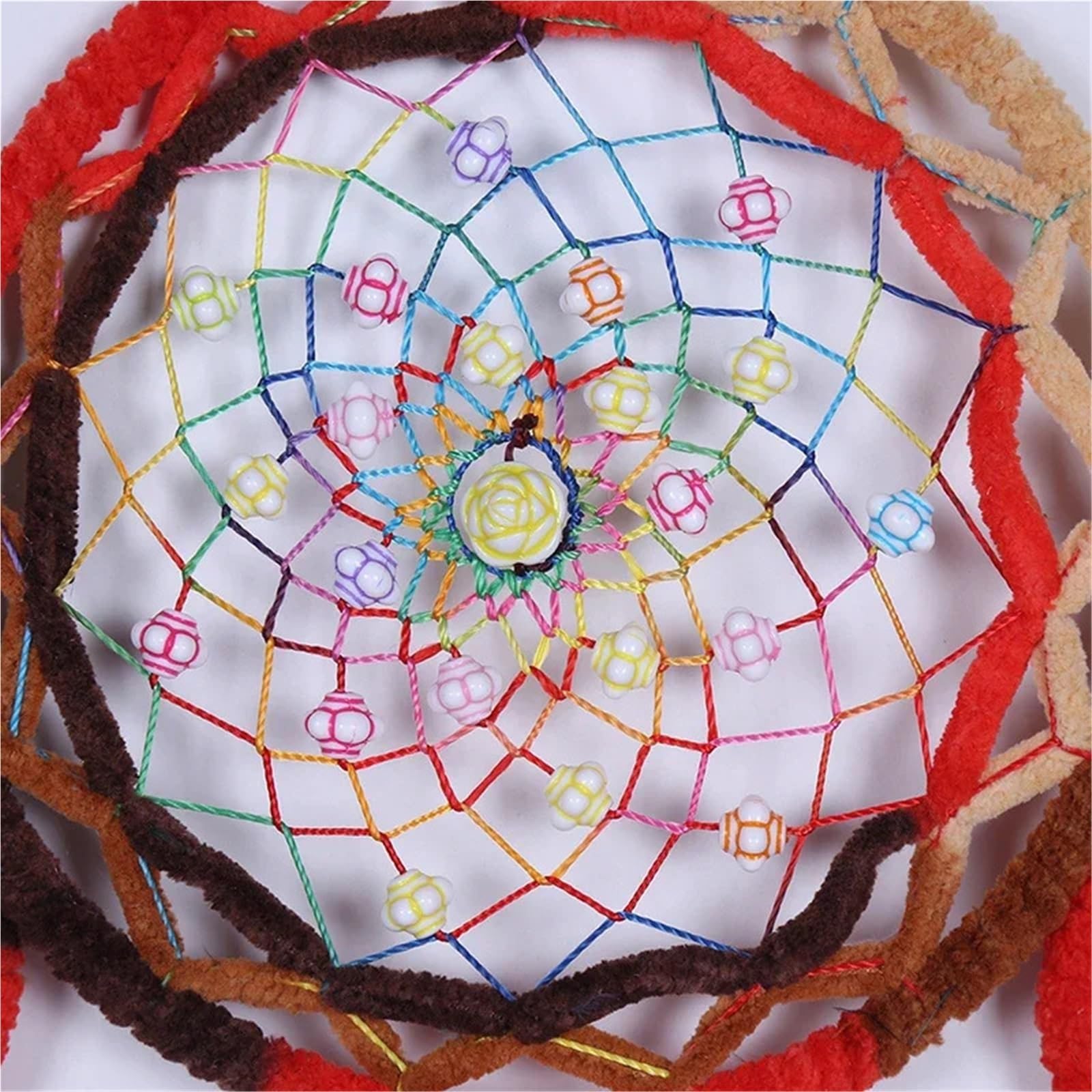 Acchiappasogni 3 pezzi acchiappasogni a cinque anelli con piume artistici da appendere alla parete decorazioni for la casa fatti a mano puro(Red)