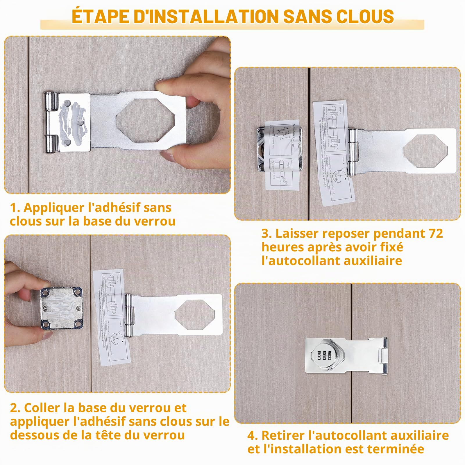 1 pièce Serrure à combinaison à 3 chiffres Serrure à moraillon 4.5in Verrouillage du mot de passe pour armoire, cabinet, mot de passe, petite serrure de porte, porte de grange, Argenté