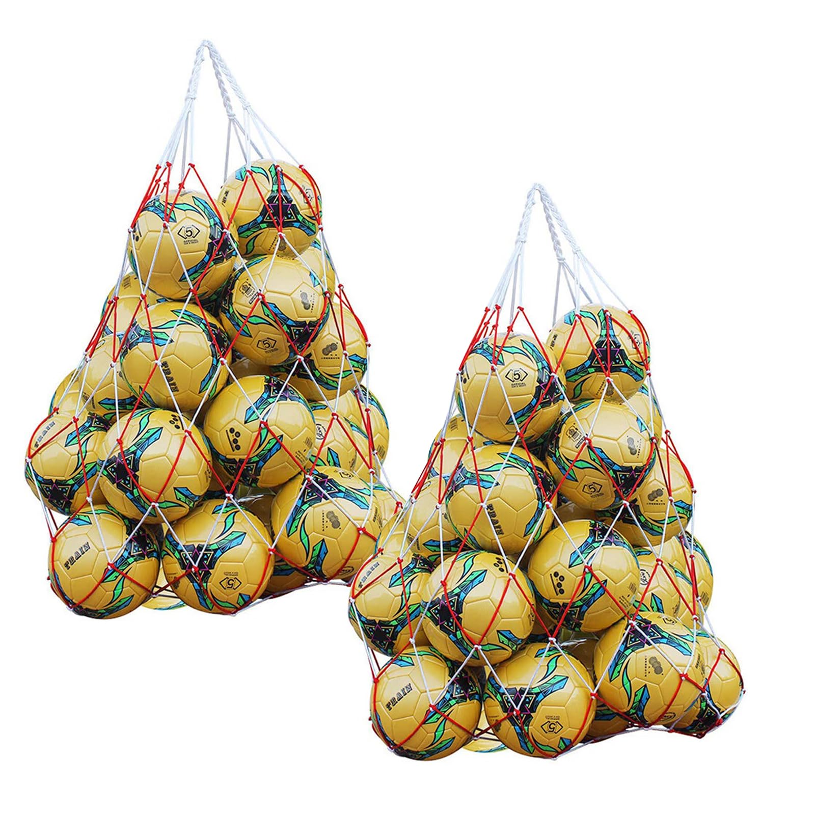 2 bolsas de red para baloncesto y fútbol, bolsa de malla portátil de nylon, multiusos para voleibol, fútbol