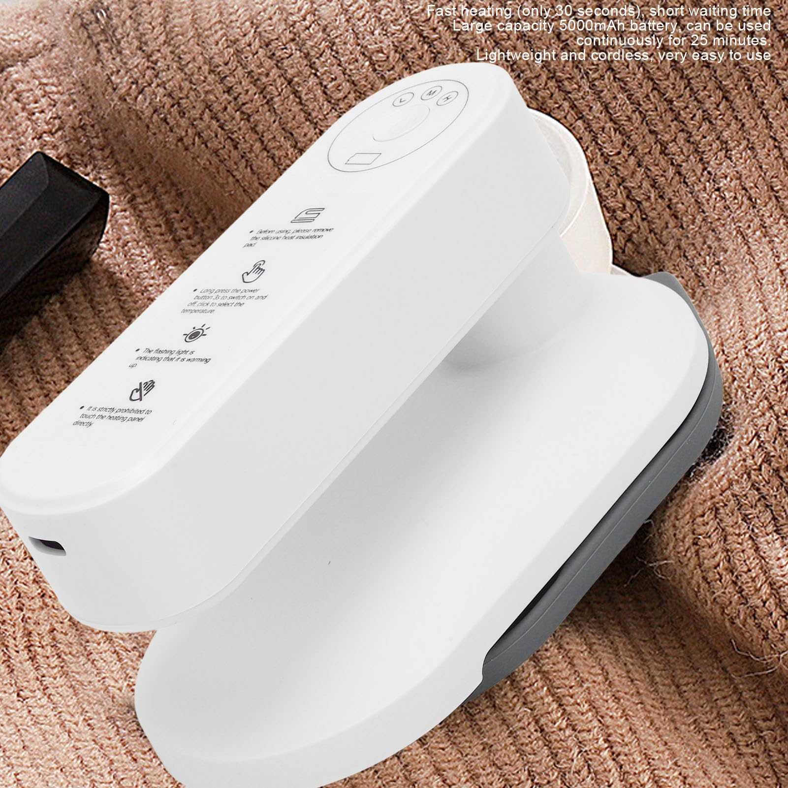 Fer à Vapeur Portable sans Fil, Fer de Voyage Portable à Chaleur Rapide, Fer à Repasser sans Fil alimenté par Batterie 5000mAh avec étui de Transport pour Vêtements