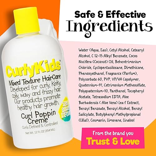 Miniatura 8 de CurlyKids Mixed Texture Haircare Curl Poppin Creme 12.0 Fl Oz (Paquete de 1)