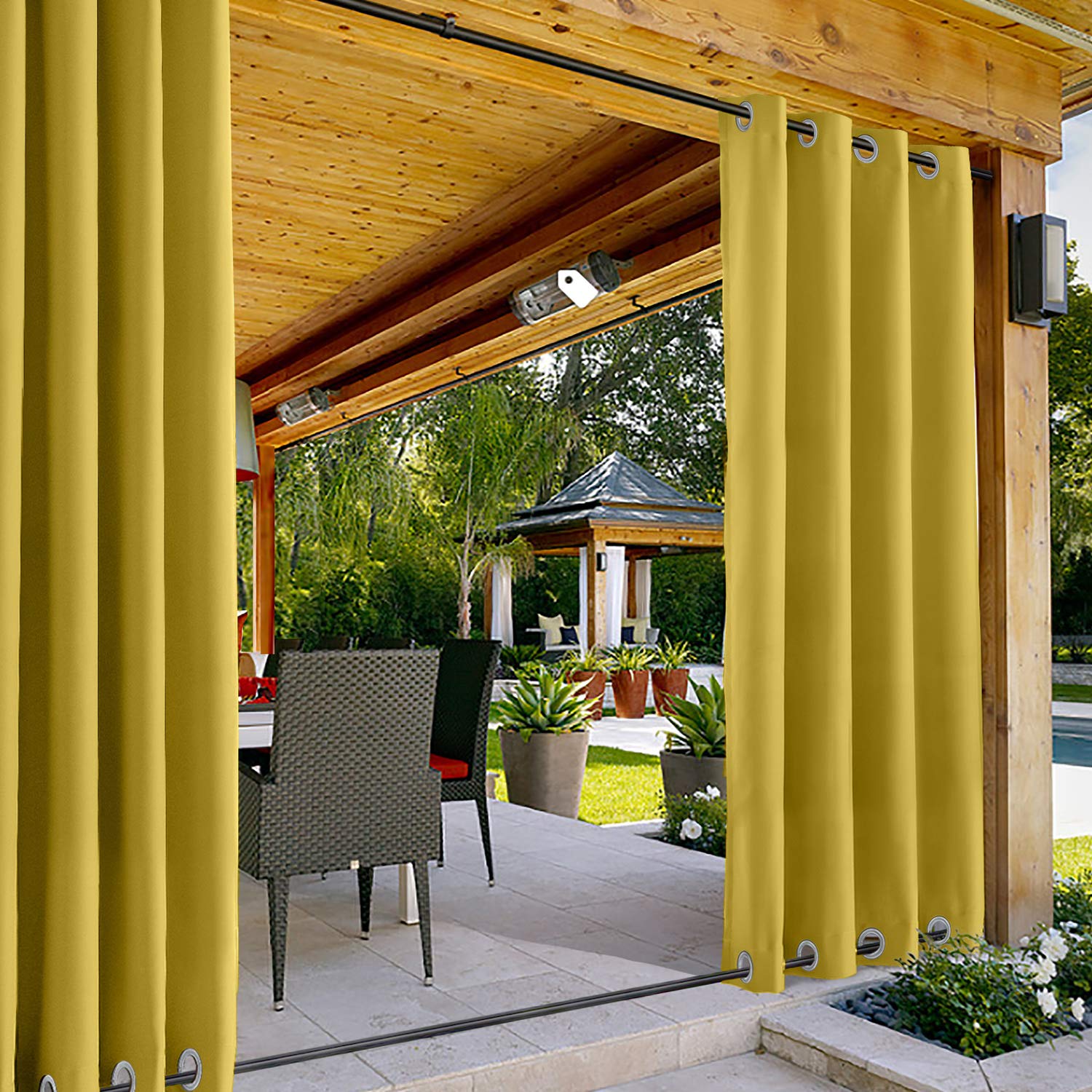 Tende impermeabili per esterni, antivento, con occhielli, colore giallo, 254 x 244 cm, per gazebo, veranda, terrazza, patio, 1 pezzo