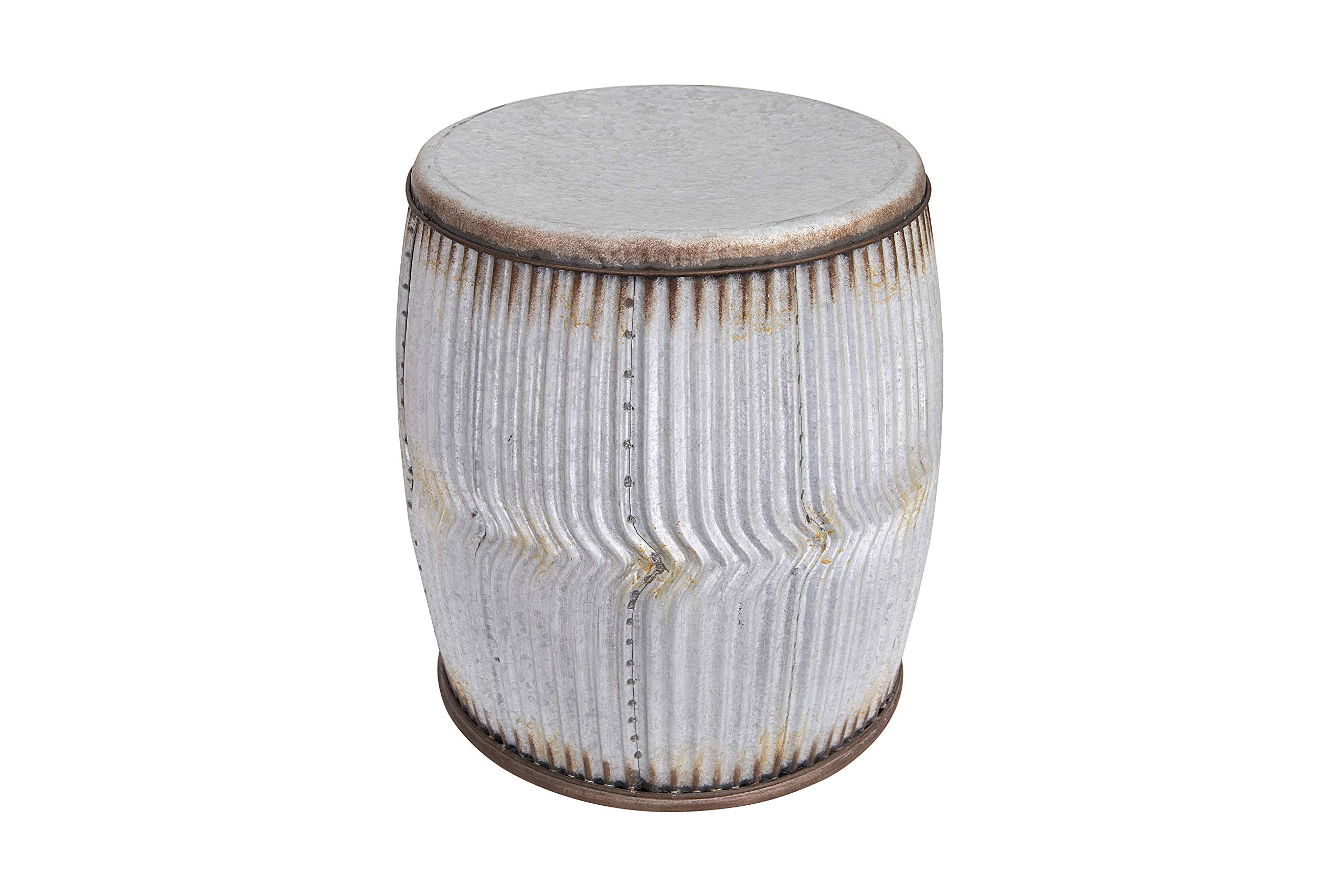 Creative Co-op Round Metal Stool/Side Accent Table, Grey