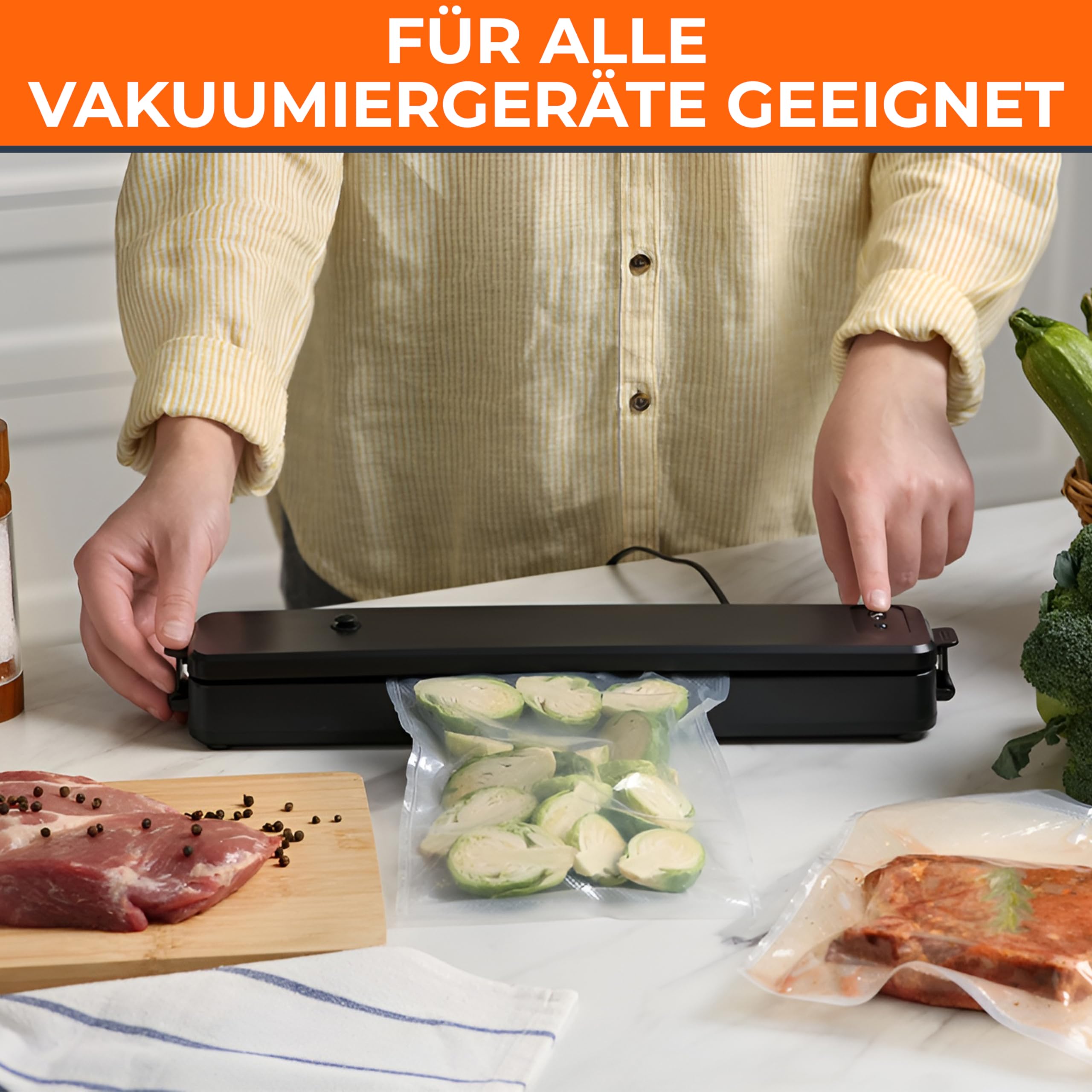 Profi-Vakuumierbeutel für alle Geräte - mit 170µm extra stark und reißfest - 17,5x25 cm - Wabenstruktur - BPA-Frei - Aromafest - 1000 Stück