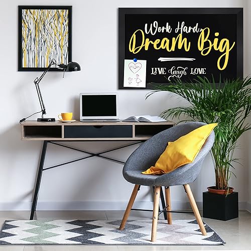 Miniatura 6 de HBCY Creations Pizarra rústica magnética de pared negra, tamaño extra grande 24.0 x 36 pulgadas, pizarra decorativa enmarcada  ideal para decoración