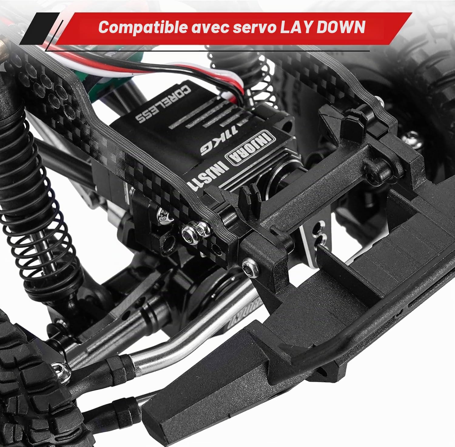 INJORA Kit de Châssis en Fibre de Carbone LCG avec Plateau de Batterie pour TRX4M Defender Bronco K10 F150 1/18 RC Crawler Upgrade