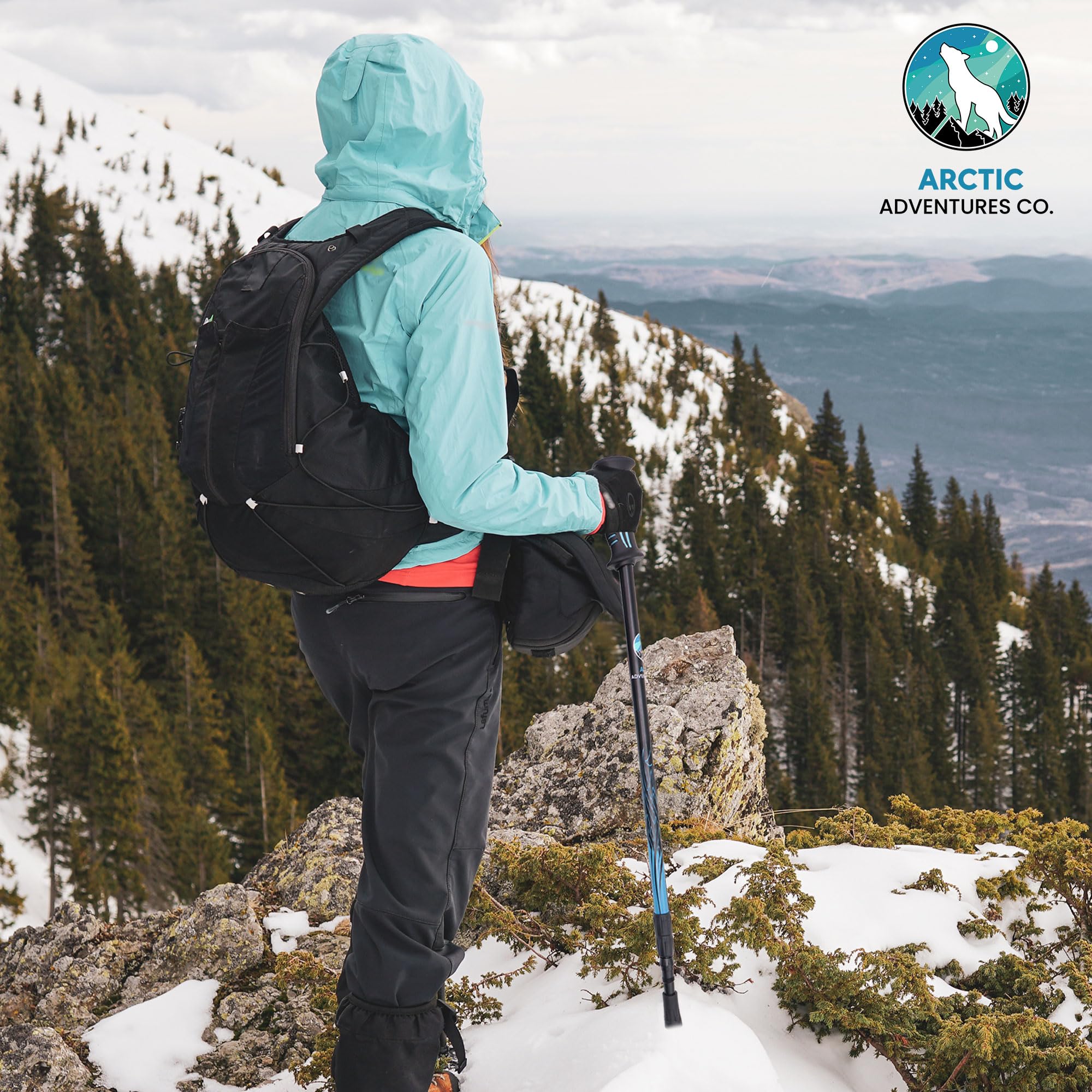 Raquettes de neige 3 en 1 pour homme et femme en aluminium avec tailles réglables et bâtons de trekking.