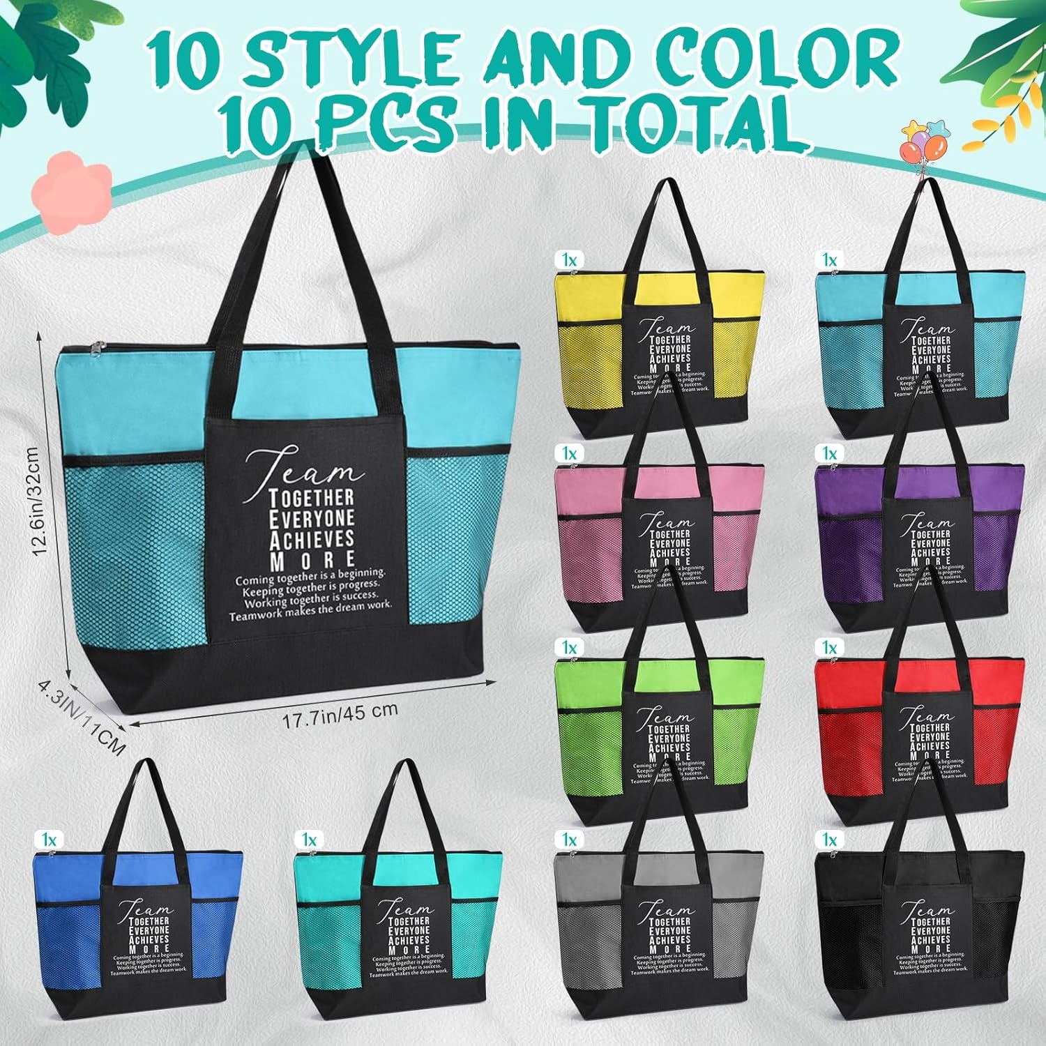 10 Pcs Team Appreciation Tote Bags Bulk for Women Employee Appreciation Gifts for Volunteer Teacher Staff Nurses