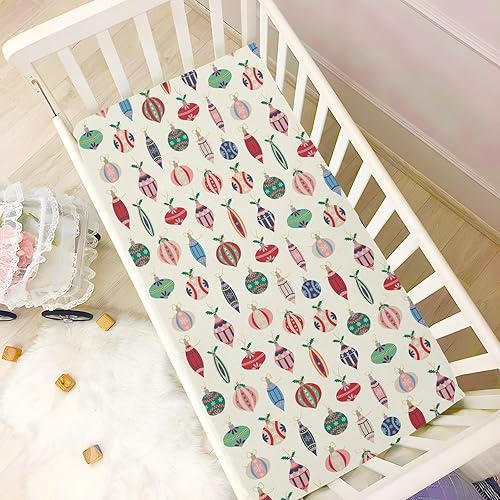 Miniatura 5 de Cartoon Christmas Balls Crib Sheets - Stretchy Fitted Crib Sheets for Boys Girls, Unisex Cozy Baby Crib Sheet 27 x 39 x 5 Inches