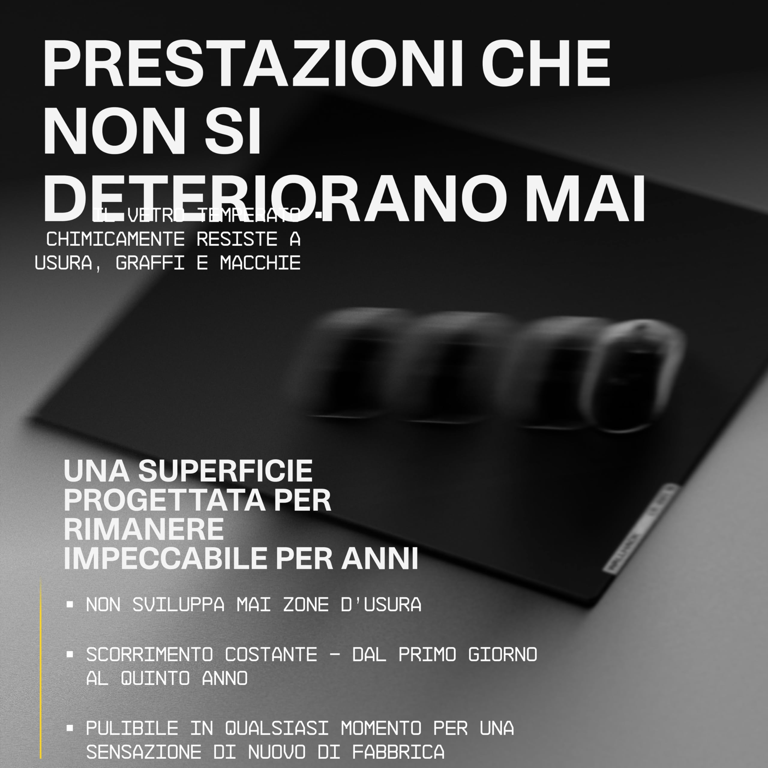 Wallhack SP-005 Tappetino da Gaming in Vetro – Superficie Veloce, Grande Mousepad Esport, Scorrimento Fluido a Bassa Frizione, Vetro Temperato, Ergonomico e Sottile, Durevole e con Custodia | Nero