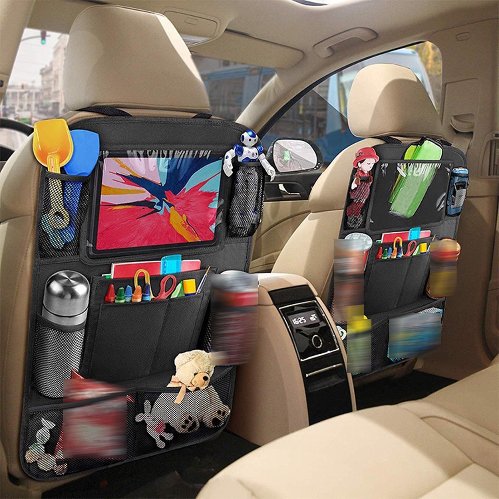 GPAHRRDNIJ Car Seat Back Organizer, Vehicle Backseat Hanging Storage Pocket, Multipurpose Automotive Travel Essentials Accessories for Kids & Adults, Universal for Most Cars (Grey)