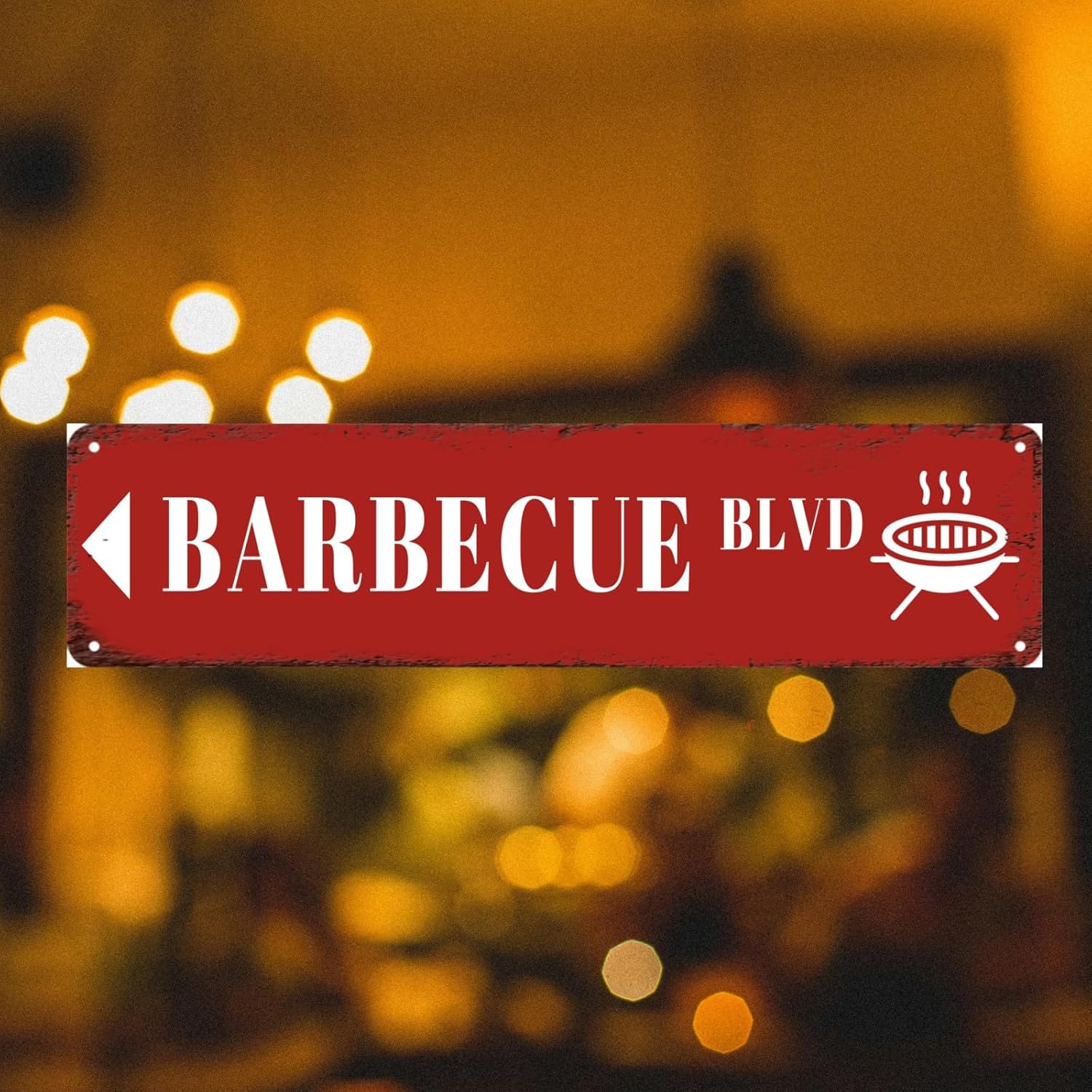 Bbq Signs For Outside Barbecue Blvd Street Metal Sign Barbecue Sign Barbecue Decor Barbecue Lover Gift 4x16 Inch - Image 2